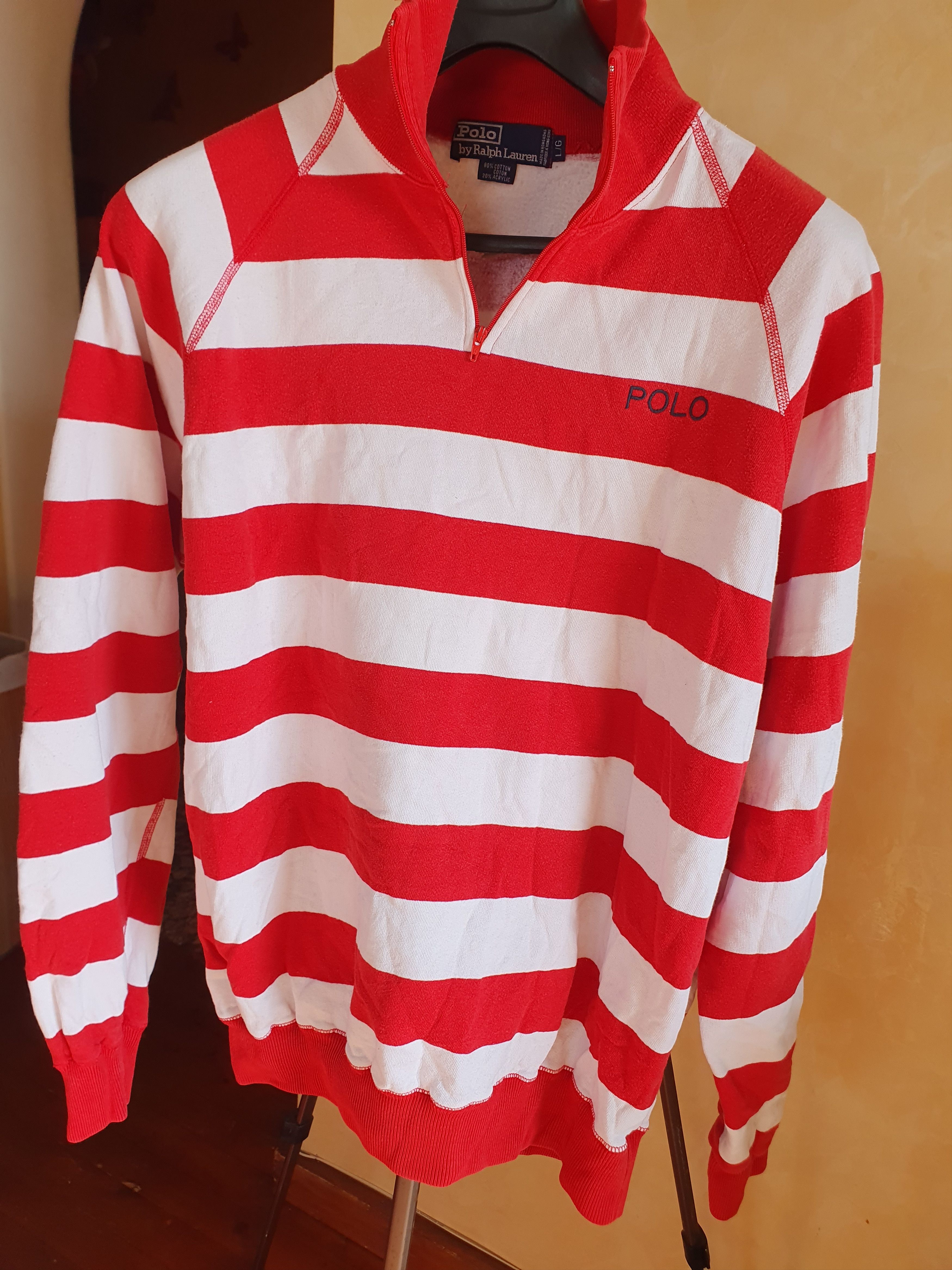 Polo Ralph Lauren × Vintage Polo Ralph Lauren Striped Rugby Sweatshirt Vtg 1/4 Zip sz L Size US L / EU 52-54 / 3 - 4 Thumbnail