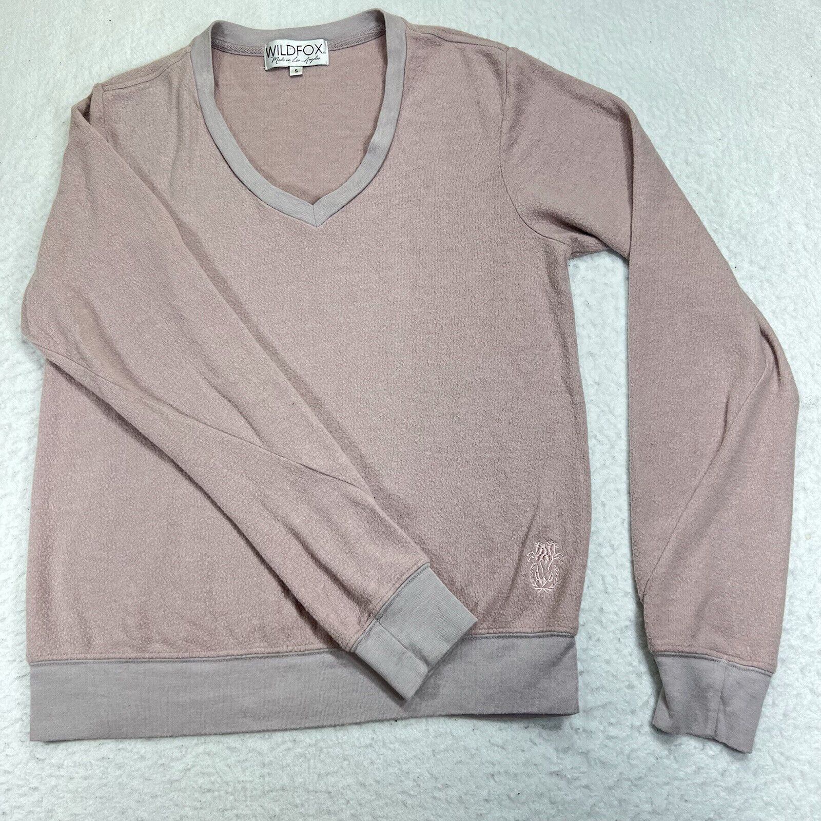 Wildfox Wildfox Sweater Pullover V Neck Mauve Pink Polyester Blend Size S / US 4 / IT 40 - 1 Thumbnail