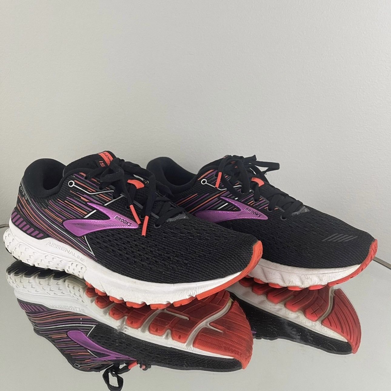 Brooks BROOKS Black Purple Coral Womens Adrenaline GTS 19 Sneakers Size US 9.5 / IT 39.5 - 2 Thumbnail