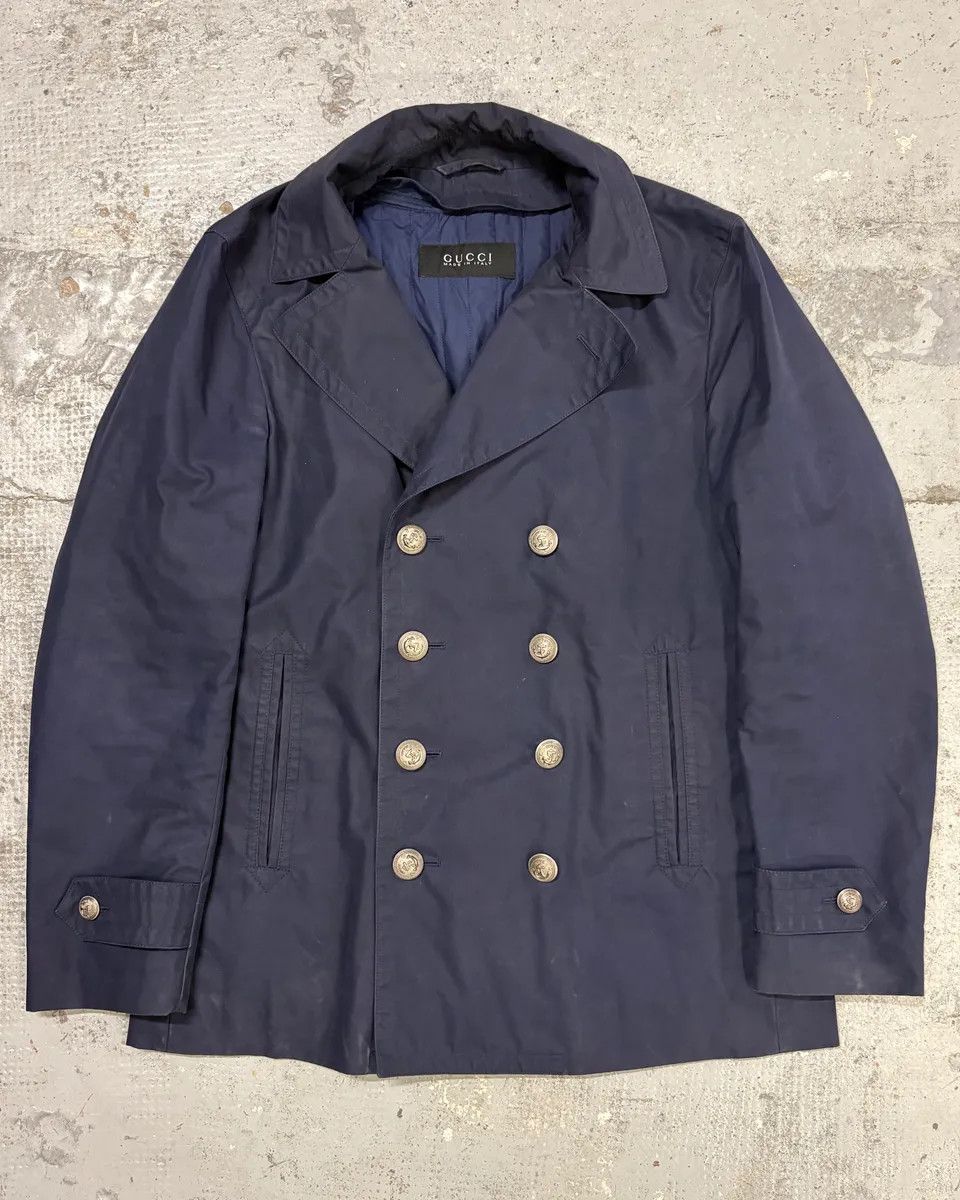 Gucci AW2014 Gucci Navy Cotton Double-Breasted Caban Jacket Size US M / EU 48-50 / 2 - 1 Thumbnail