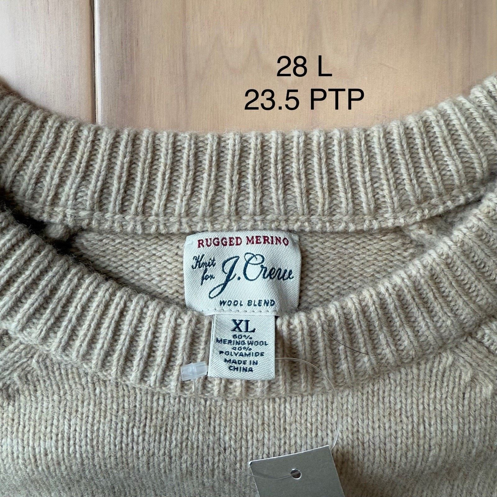 J.Crew J Crew Rugged Merino Sweater XL Beige Wool Knit Pullover Size US XL / EU 56 / 4 - 7 Thumbnail