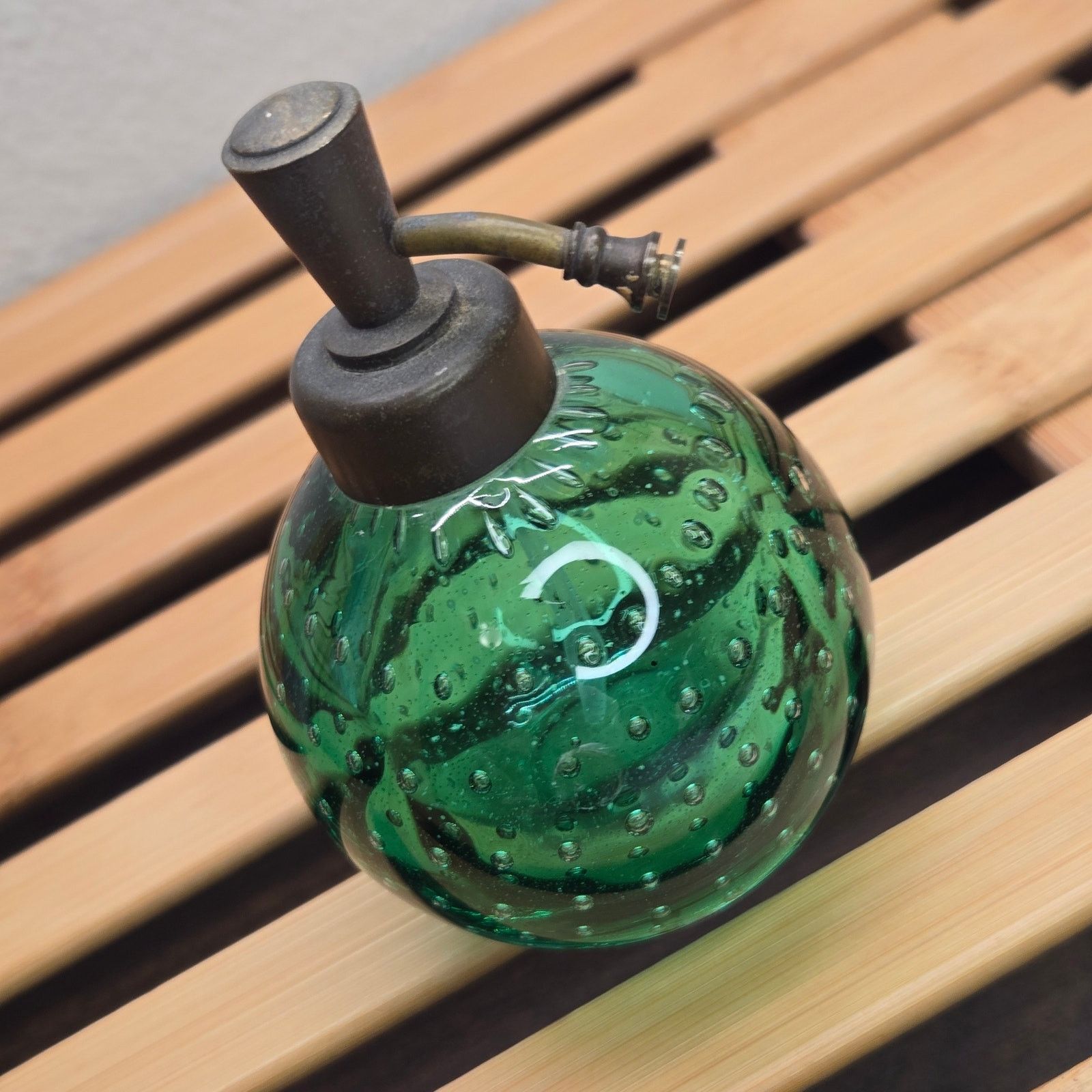 Murano Art Deco Emerald Bubble Glass Perfume Atomizer Hand Blown Size ONE SIZE - 7 Thumbnail