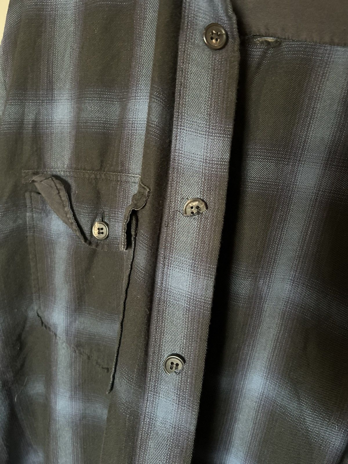 Saint Laurent Paris Saint Laurent Paris Black & Blue Distressed Flannel Size US XS / EU 42 / 0 - 3 Thumbnail