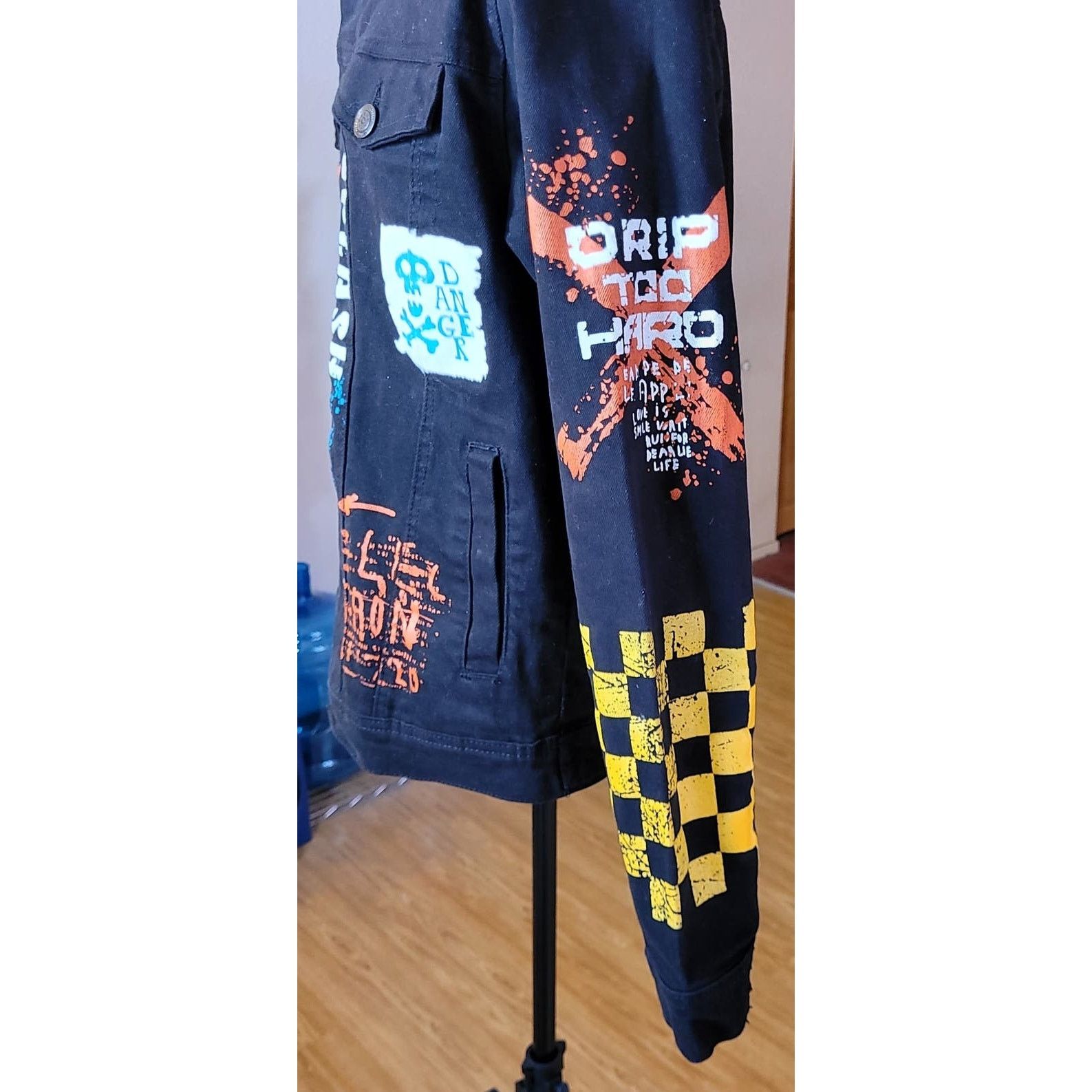 Other Copper Rivet Men's Denim Jacket M Streetwear Graffiti Black Size US M / EU 48-50 / 2 - 9 Thumbnail