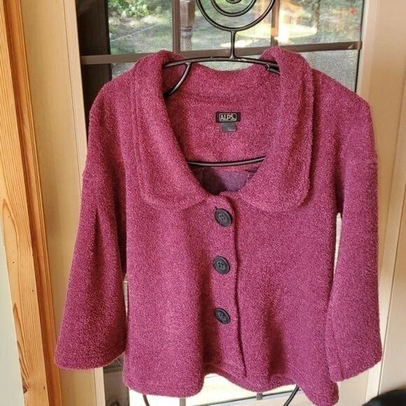 Vintage ALPS Deep V Collared Sz. M Long Sleeve Button Cardigan Size M / US 6-8 / IT 42-44 - 2 Thumbnail