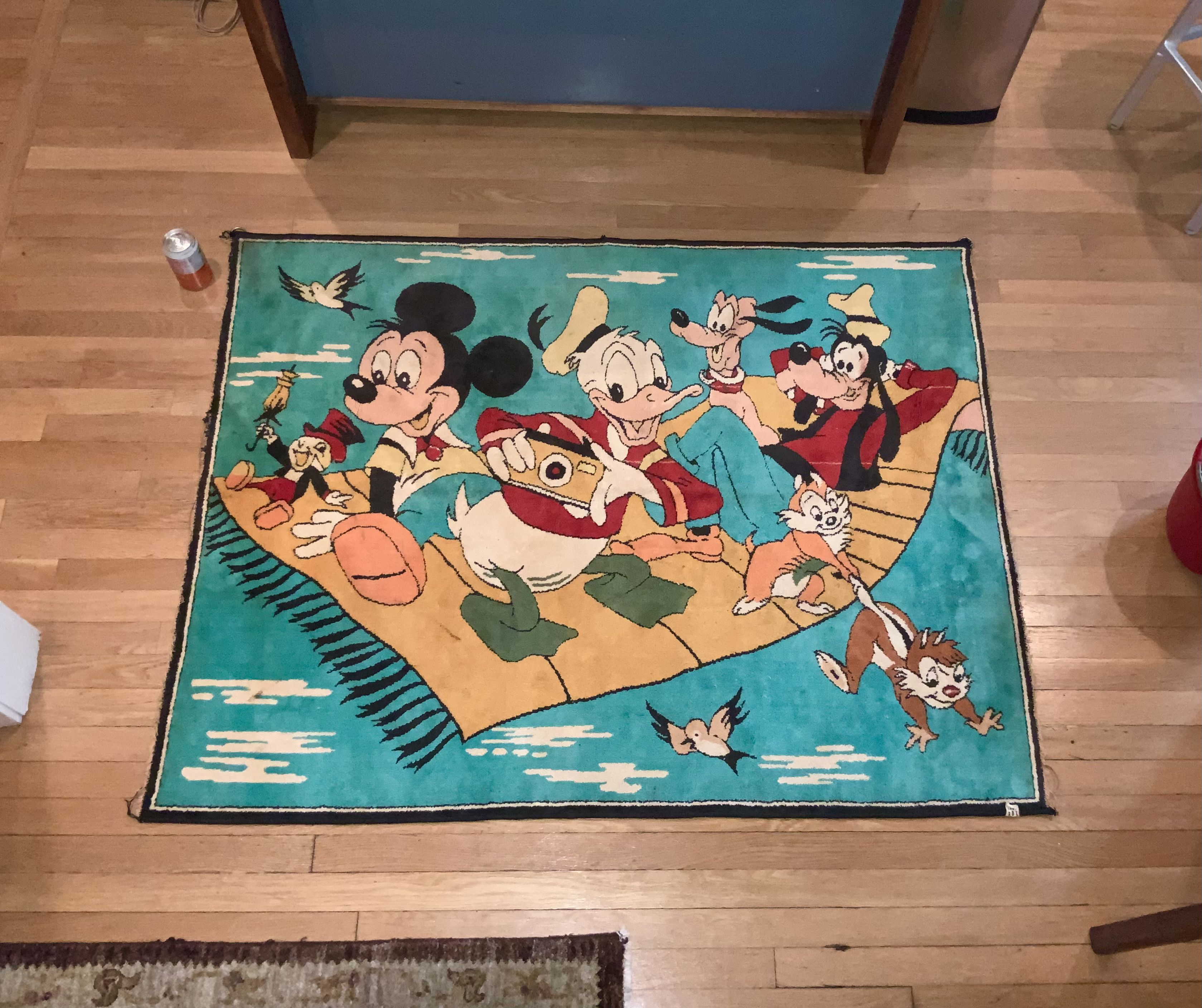 Disney RARE Antique Disney Rug Tapestry: 4 x 5 ft Mickey & Friends Size ONE SIZE - 1 Thumbnail
