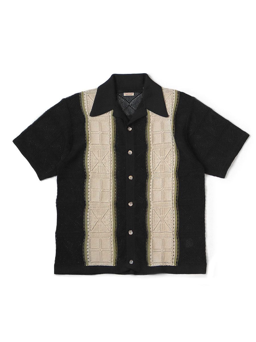 KAPITAL 12G CROCHET KNIT TENNESSEE ALOHA POLO TEE SZ3