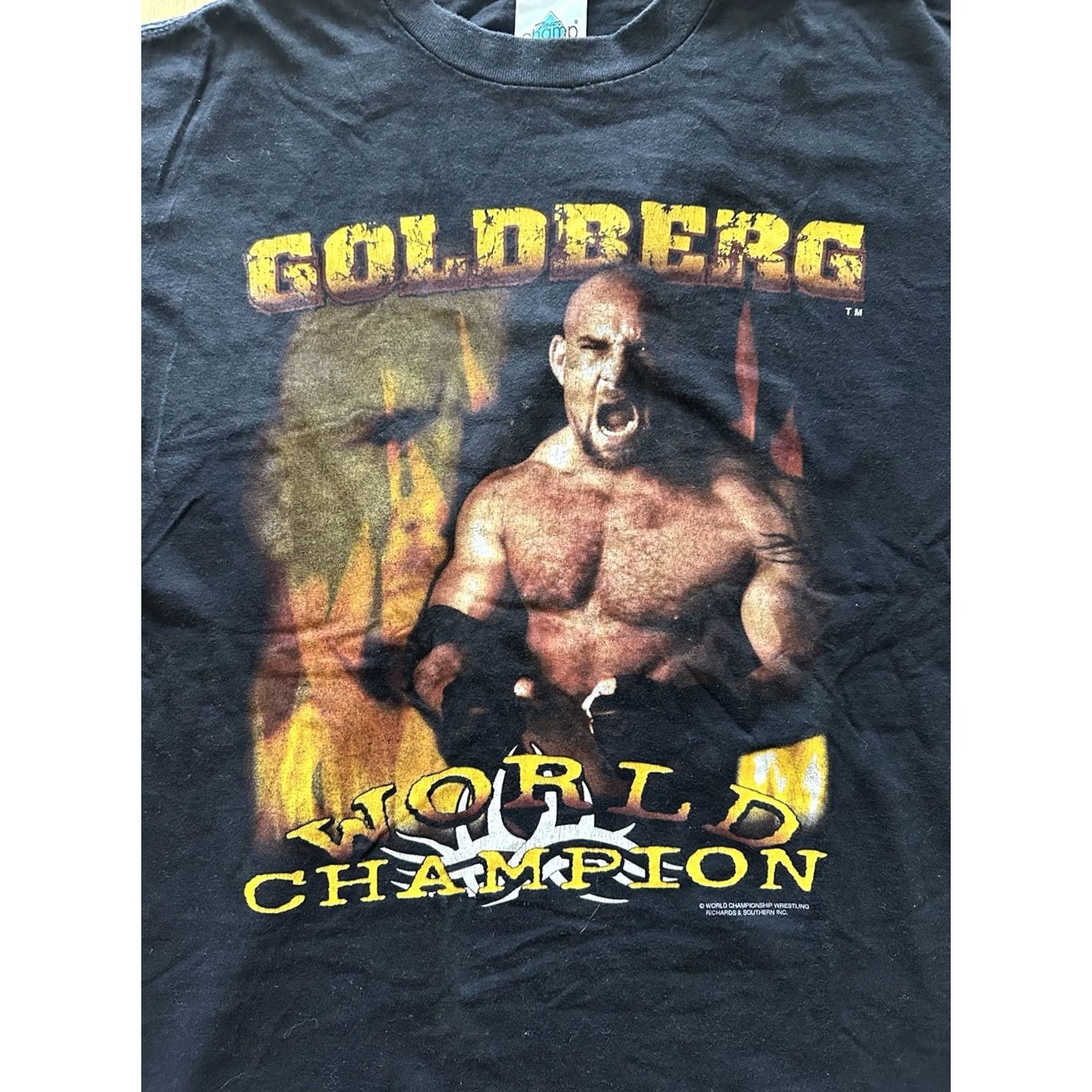 Vintage VINTAGE Goldberg Tee Shirt WWF 90’s World Champion Wrestling Men’s Size Large Shirt Men Black Graphic Tee Hip Hop 1990s Mens Size US L / EU 52-54 / 3 - 2 Thumbnail