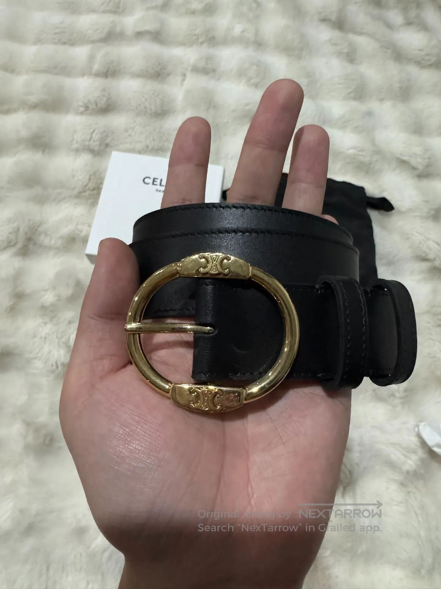 Celine CELINE size 85 Black and Gold Triumph Belt| Size ONE SIZE - 2 Thumbnail