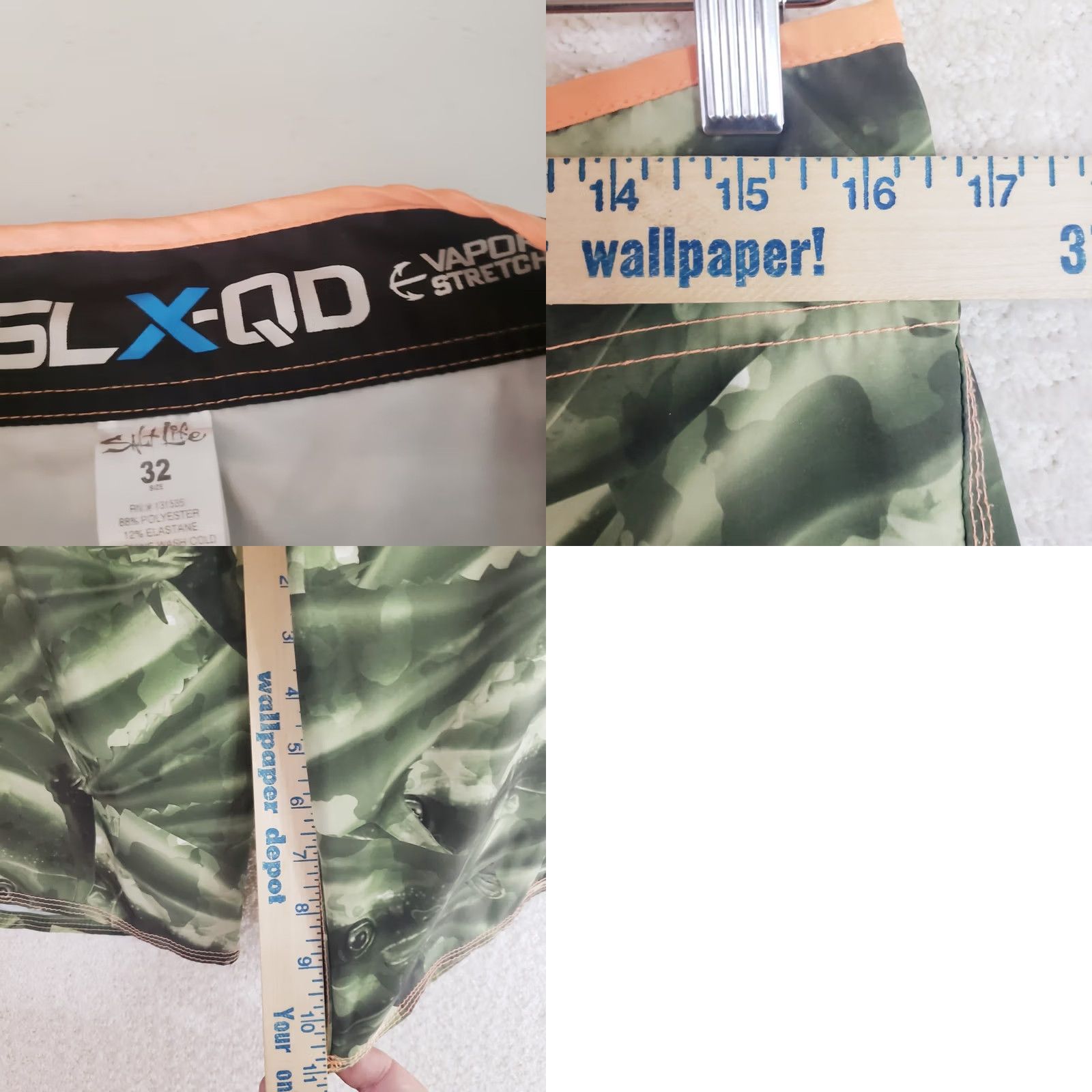 Vintage Salt Life Board Shorts Mens 32 Green Camouflage Vapor Stretch 10” Inseam Salt Life Graphics Classic Logo Swim Bottoms Size US 32 / EU 48 - 9 Thumbnail