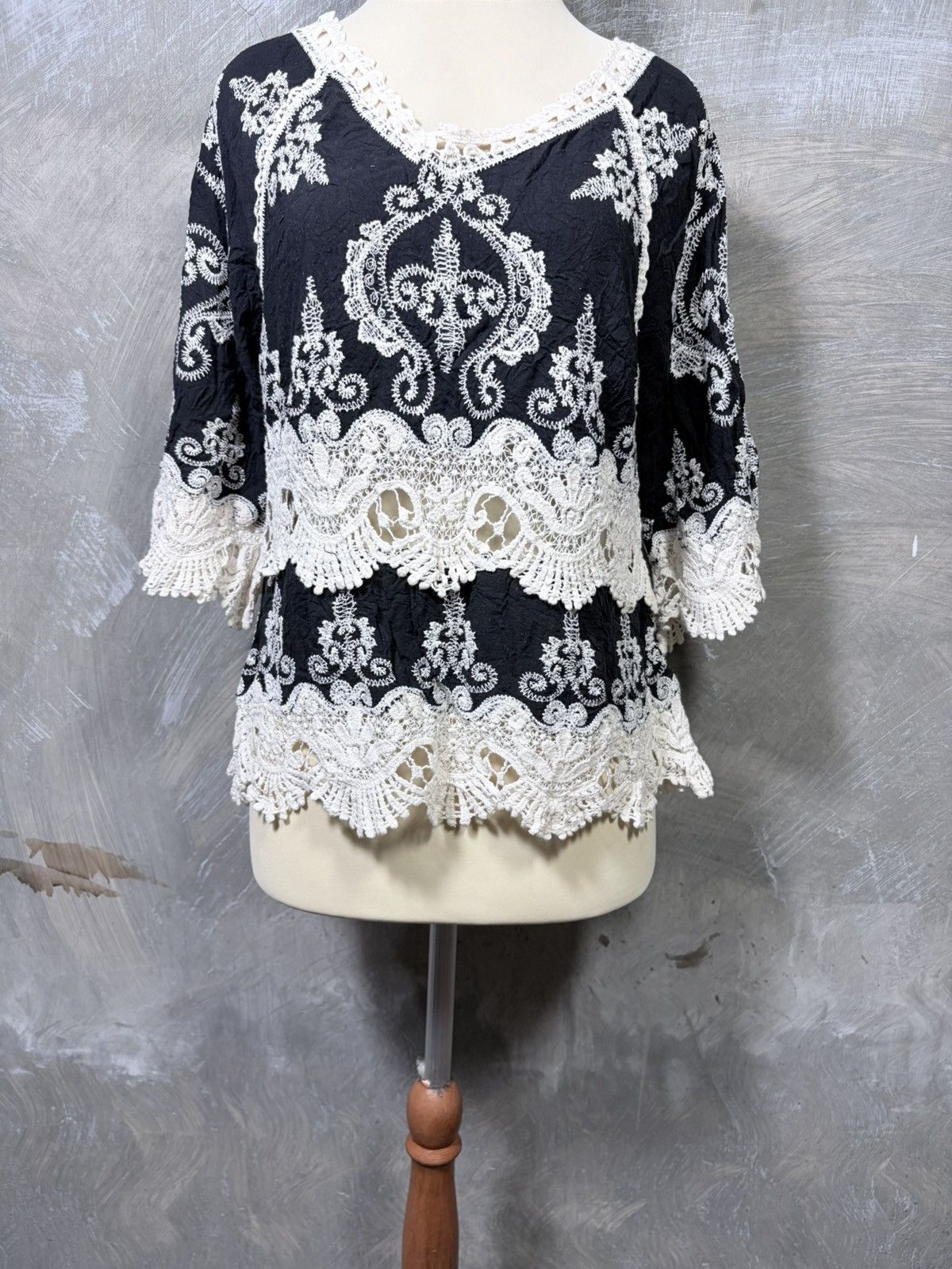 Japanese Brand Unknown Women Bohemian Summer Tops Size M / US 6-8 / IT 42-44 - 3 Thumbnail