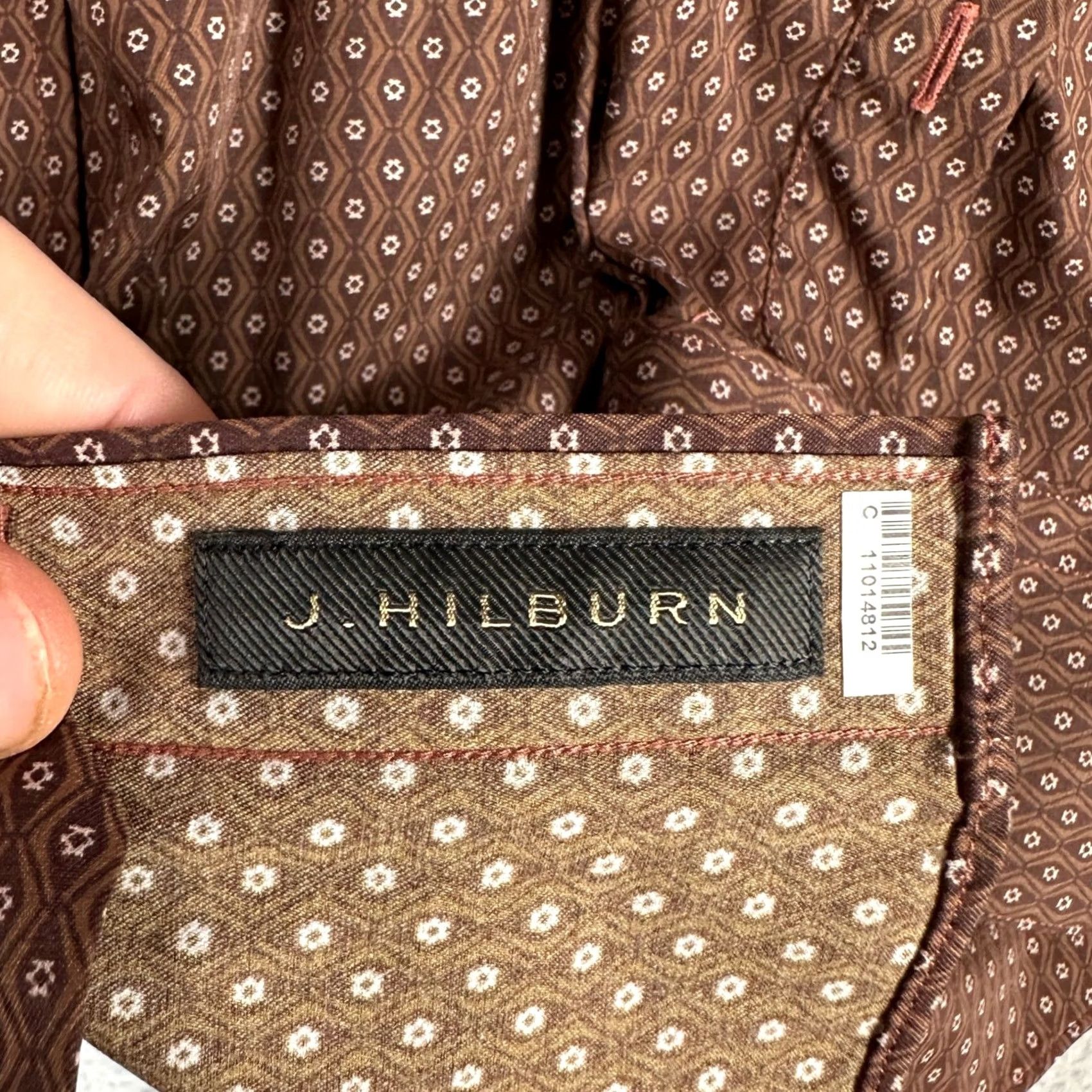 Vintage J. Hilburn Mens Shirt Button Up 2XL Brown Geometric Long Sleeve Casual Pocket Size US XXL / EU 58 / 5 - 5 Thumbnail