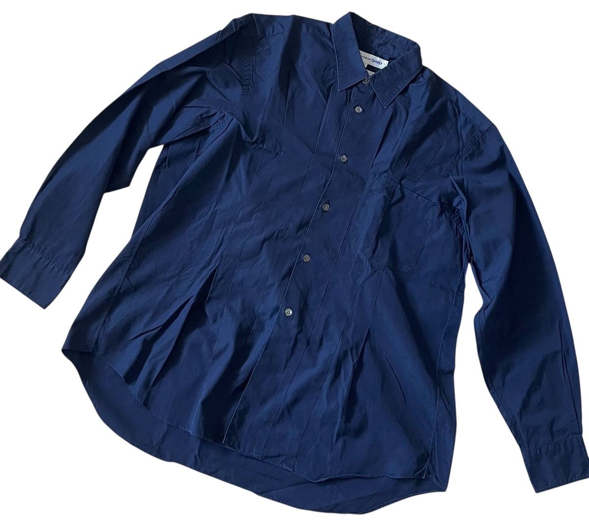 Comme des Garcons Vintage CDG SHIRT pleated navy button up shirt Size US S / EU 44-46 / 1 - 2 Thumbnail