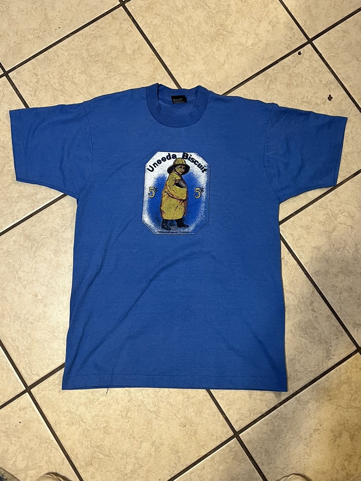 Vintage Treeline Biscuit Company Tee Screen Star Best Large Blue Size US L / EU 52-54 / 3 - 1 Thumbnail
