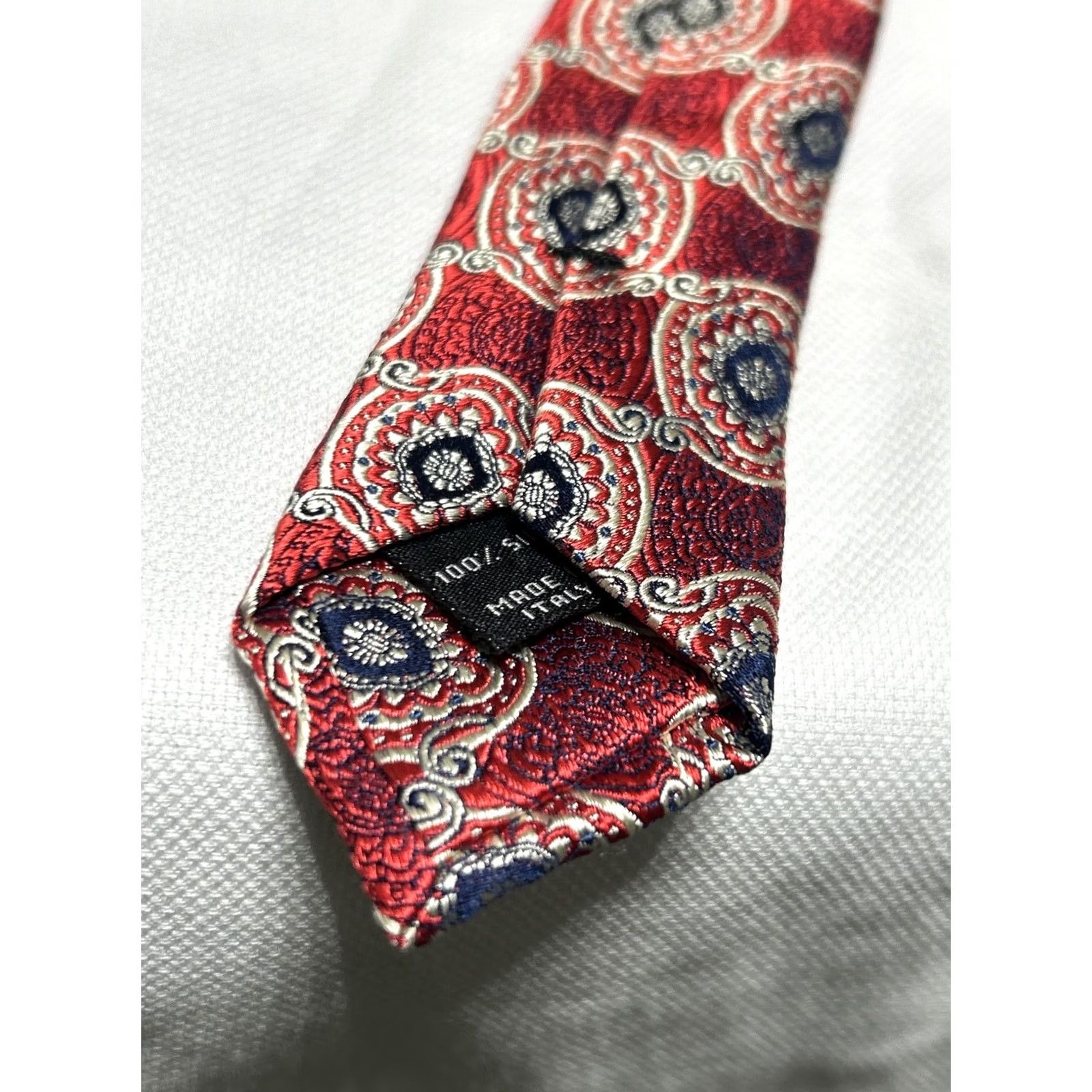 Jos. A. Bank Jos A Bank Red Geometric Silk Tie - One Size 57-60" Wide Logo Made In Italy Men Designer Accent Size ONE SIZE - 5 Thumbnail