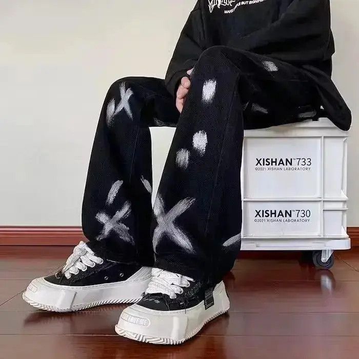 Japanese Brand Black Painted Denim Jeans Size US 30 / EU 46 - 6 Thumbnail