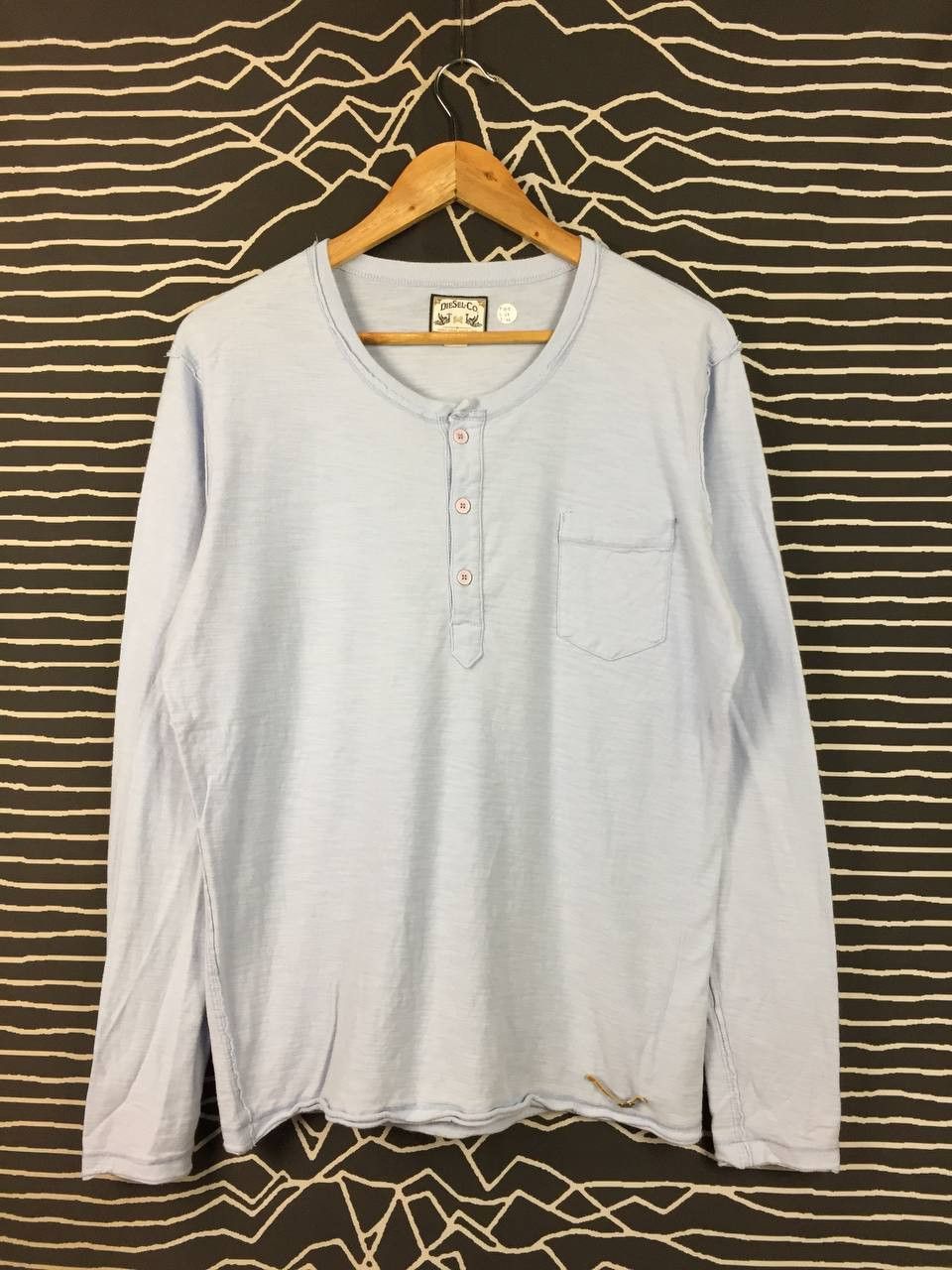 Diesel Diesel Co. Light Blue Pocket Long Sleeve Henley Tee Size S Size US S / EU 44-46 / 1 - 1 Thumbnail