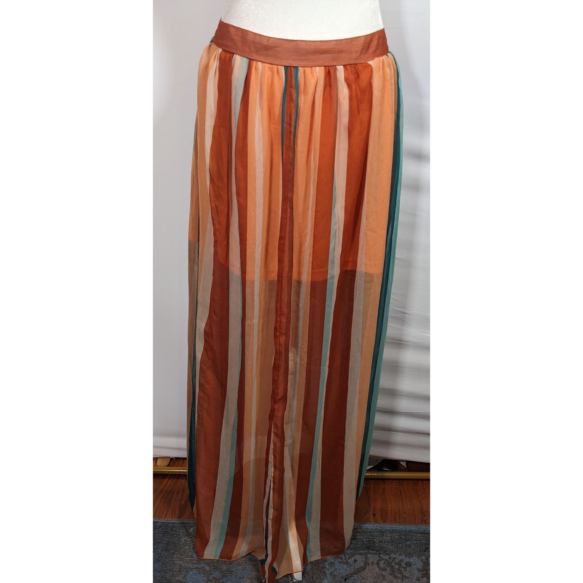 Other Vintage Spoon Jeans Striped Retro Sunset Maxi Skirt Size 31" - 6 Thumbnail