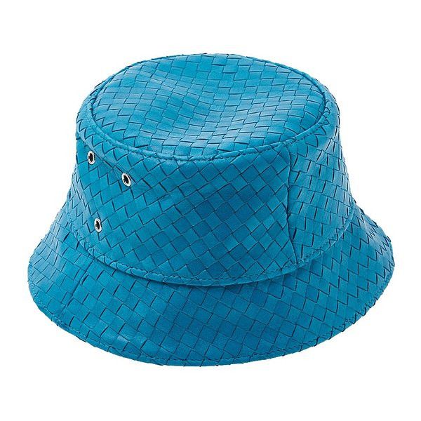 Bottega Veneta intrecciato leather bucket hat blue Size ONE SIZE - 1 Thumbnail