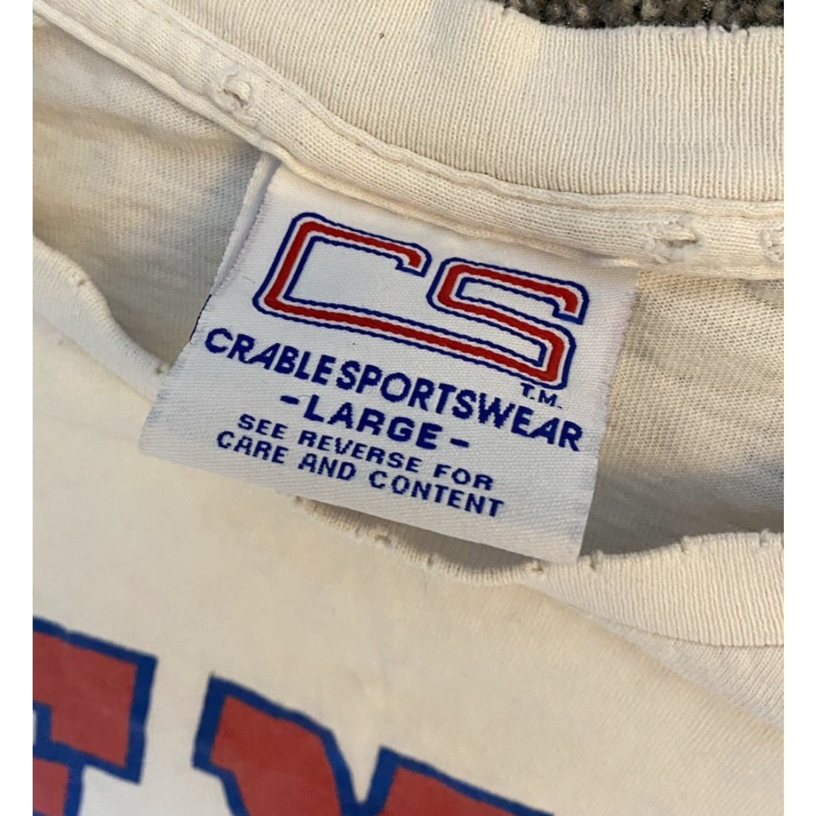 Vintage VINTAGE Crable Sportswear T-Shirt Men Large MLB Texas Rangers White 1990s 90s Sports Grunge USA Classic Hipster Single Stitch Short Sleeve Size US L / EU 52-54 / 3 - 3 Thumbnail