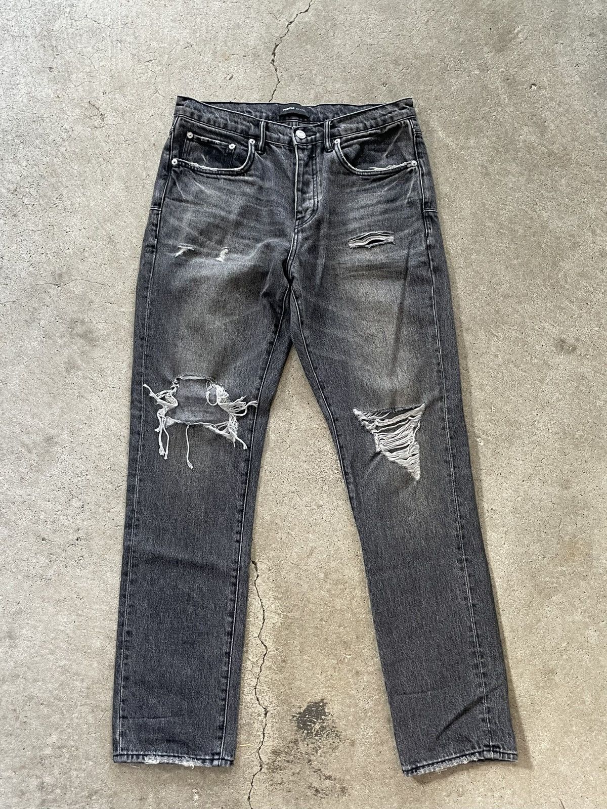 Purple Brand Purple Brand Distressed Black Denim Size US 32 / EU 48 - 1 Thumbnail