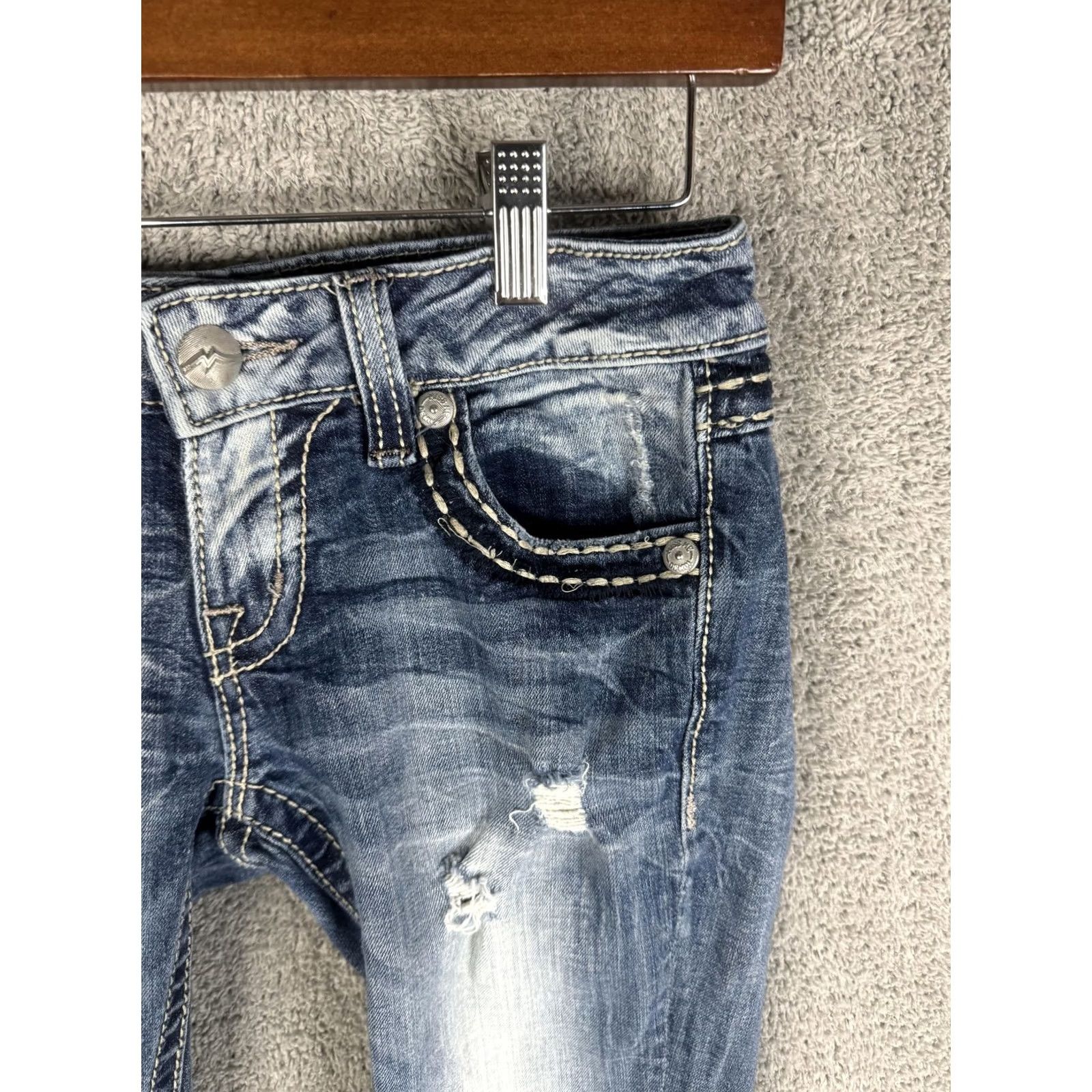 Miss Me Miss Me Jeans Womens 26 Blue Ankle Cropped Skinny Distressed Embellished Size 26" / US 2 / IT 38 - 3 Thumbnail