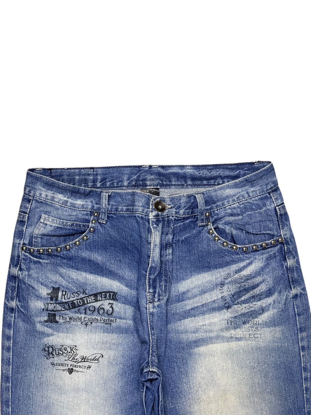 Japanese Brand Vintage Japanese Brand Mud Wash Studded Printed Baggy Jeans Size US 32 / EU 48 - 4 Thumbnail