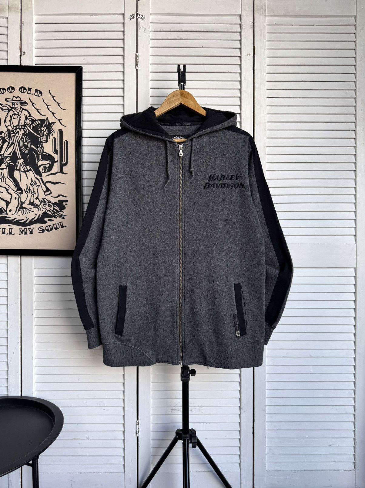 Harley Davidson Vintage Harley Davidson Big Logo Black Zip Up Hoodie Size US S / EU 44-46 / 1 - 3 Thumbnail