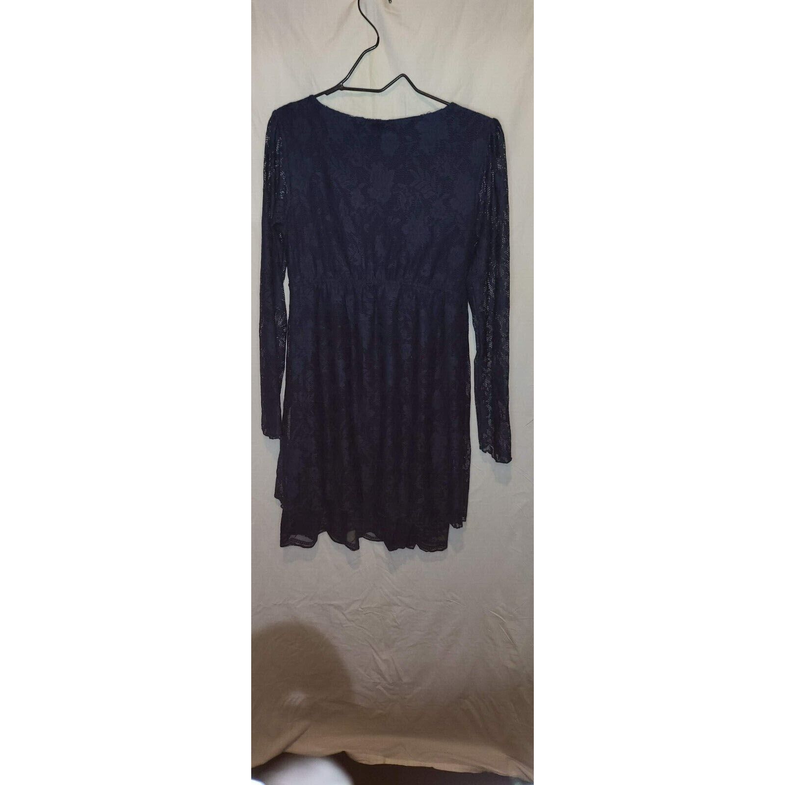 Other Venus Navy Blue Lace Long Sleeve Mini Dress Size Small Size S / US 4 / IT 40 - 2 Thumbnail