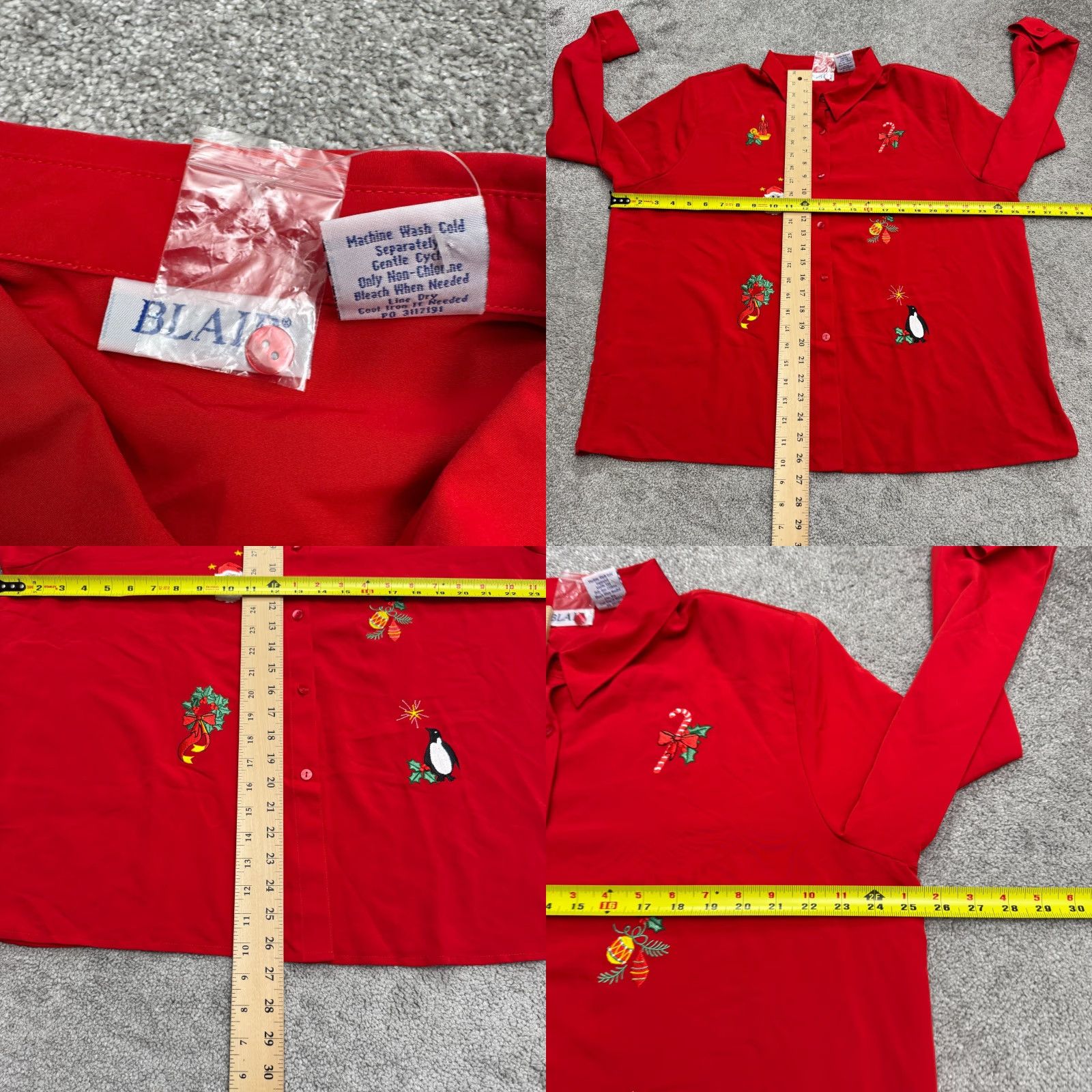 Blair VINTAGEPen Blair Christmas Holiday Shirt Button-Up Shirt Womens XL Red Santa Penguin NWOT Size XL / US 12-14 / IT 48-50 - 8 Thumbnail