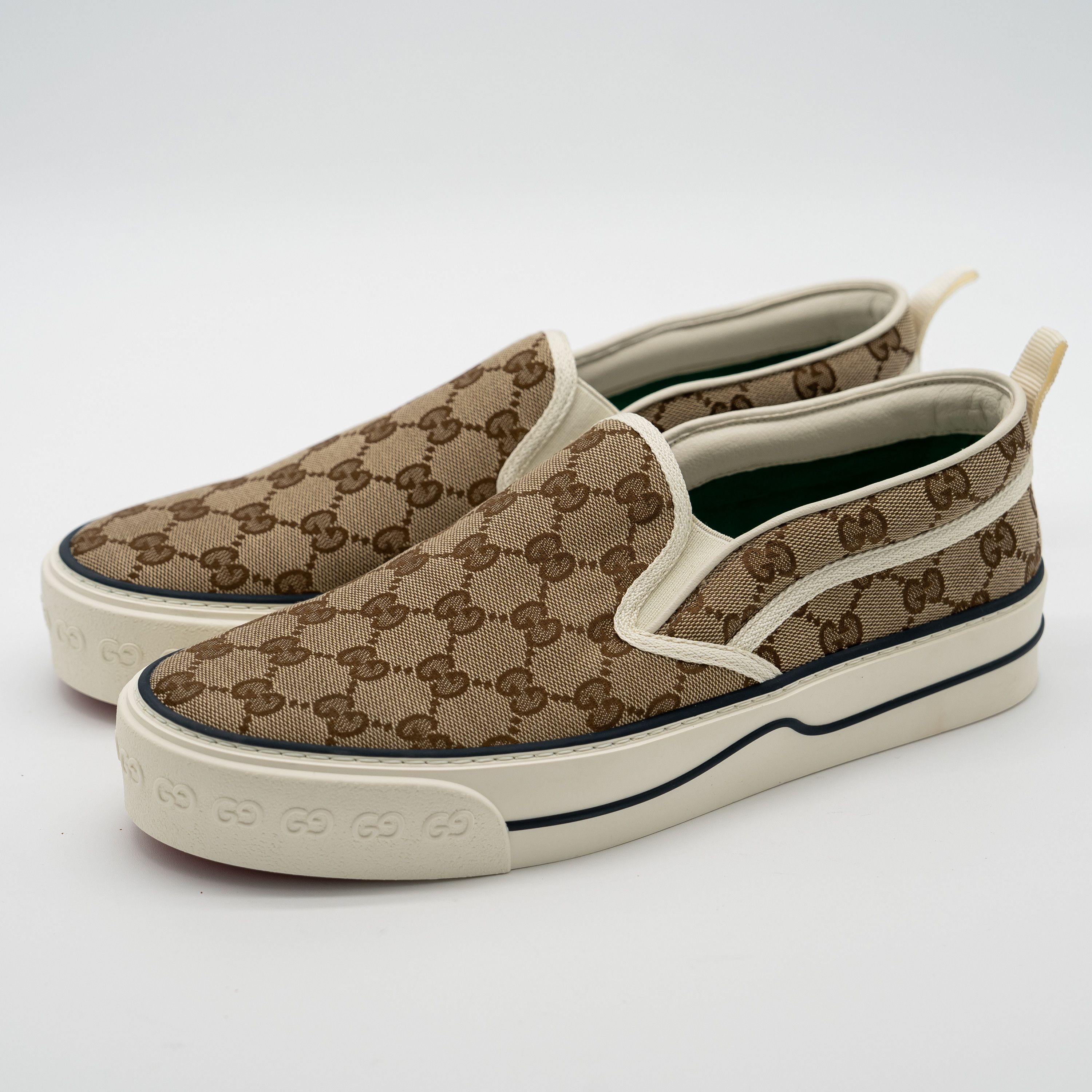 Gucci 42G Gucci GG Supreme Loafers Sneakers Slip On Tennis Beige Size US 12 / IT 42 - 1 Thumbnail