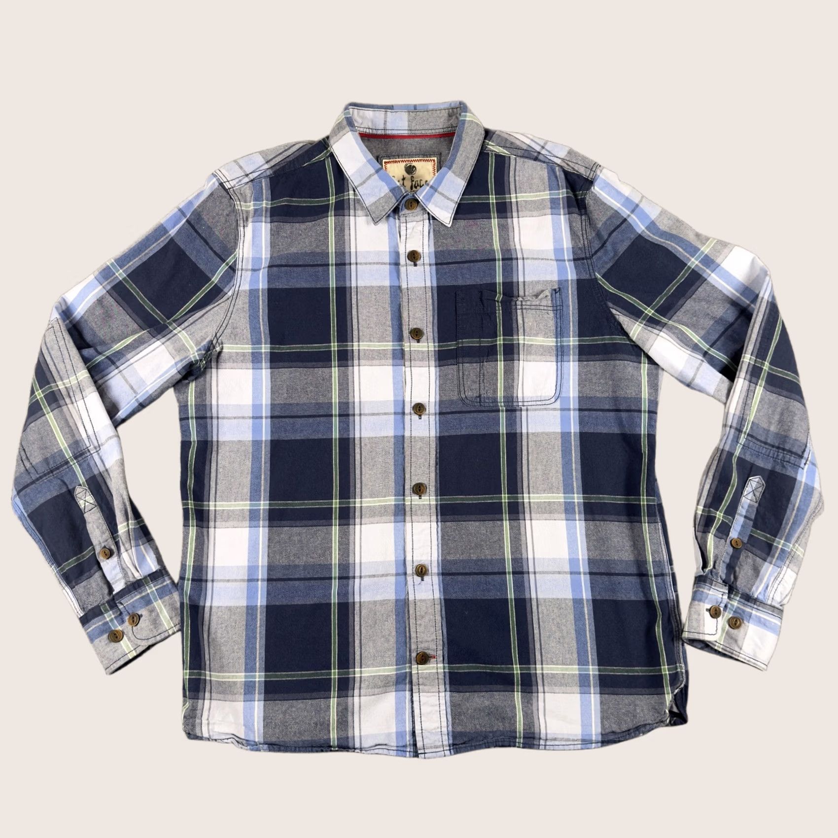 FatFace Fat Face Shirt Mens L Blue Plaid Long Sleeve Cotton Button Casual Pocket Size US L / EU 52-54 / 3 - 1 Thumbnail