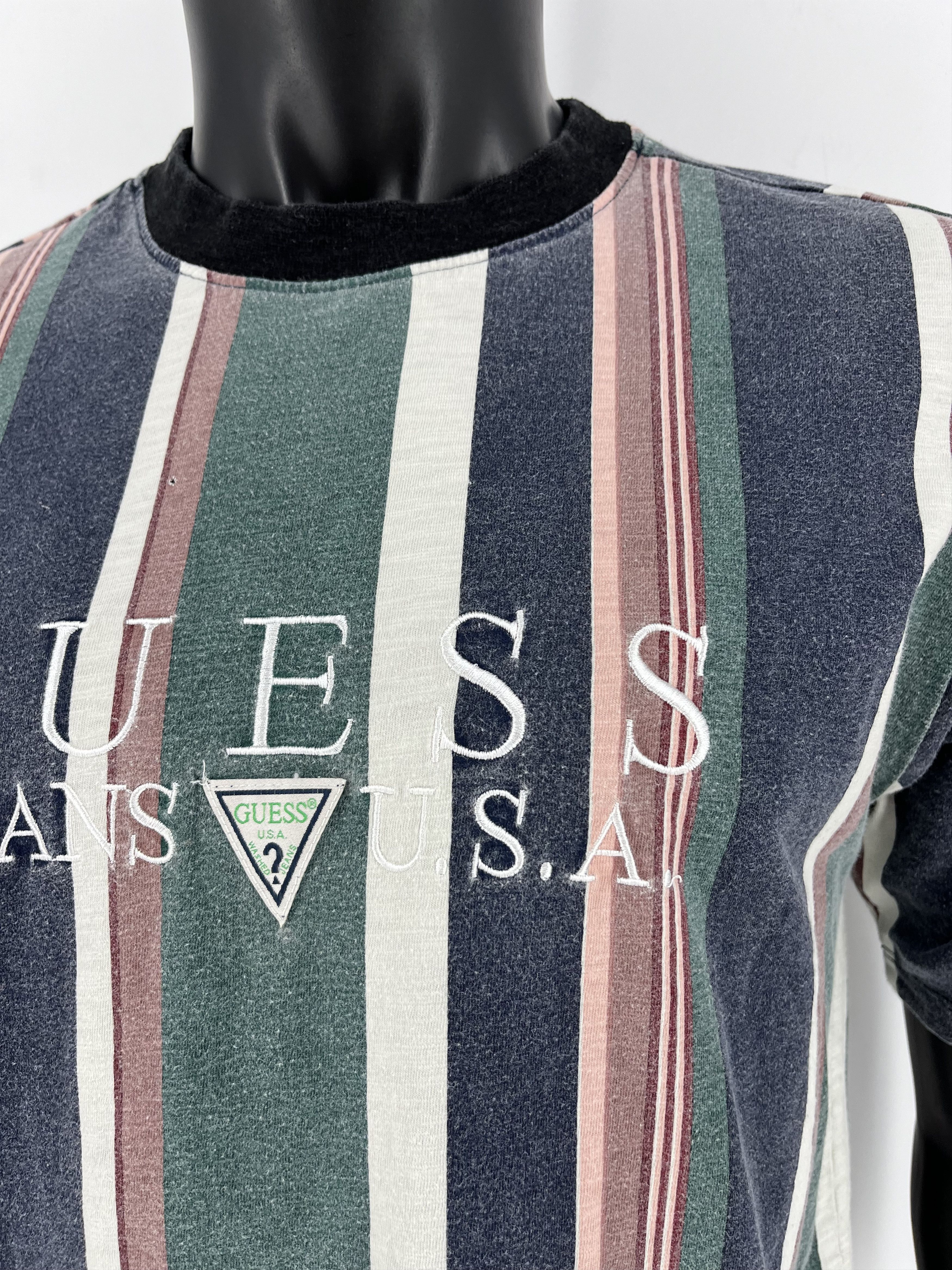 Guess × Vintage Vintage OG Guess Jeans USA Stripes Style Logo Shirt Size US S / EU 44-46 / 1 - 11 Thumbnail