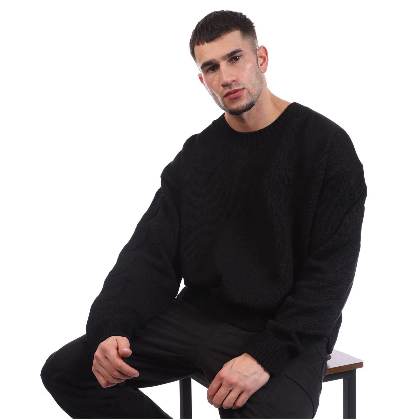 Off-White o1g2r1mq0226 3D Diagonal Knit Crewneck Sweatshirt In Black Size US M / EU 48-50 / 2 - 3 Thumbnail