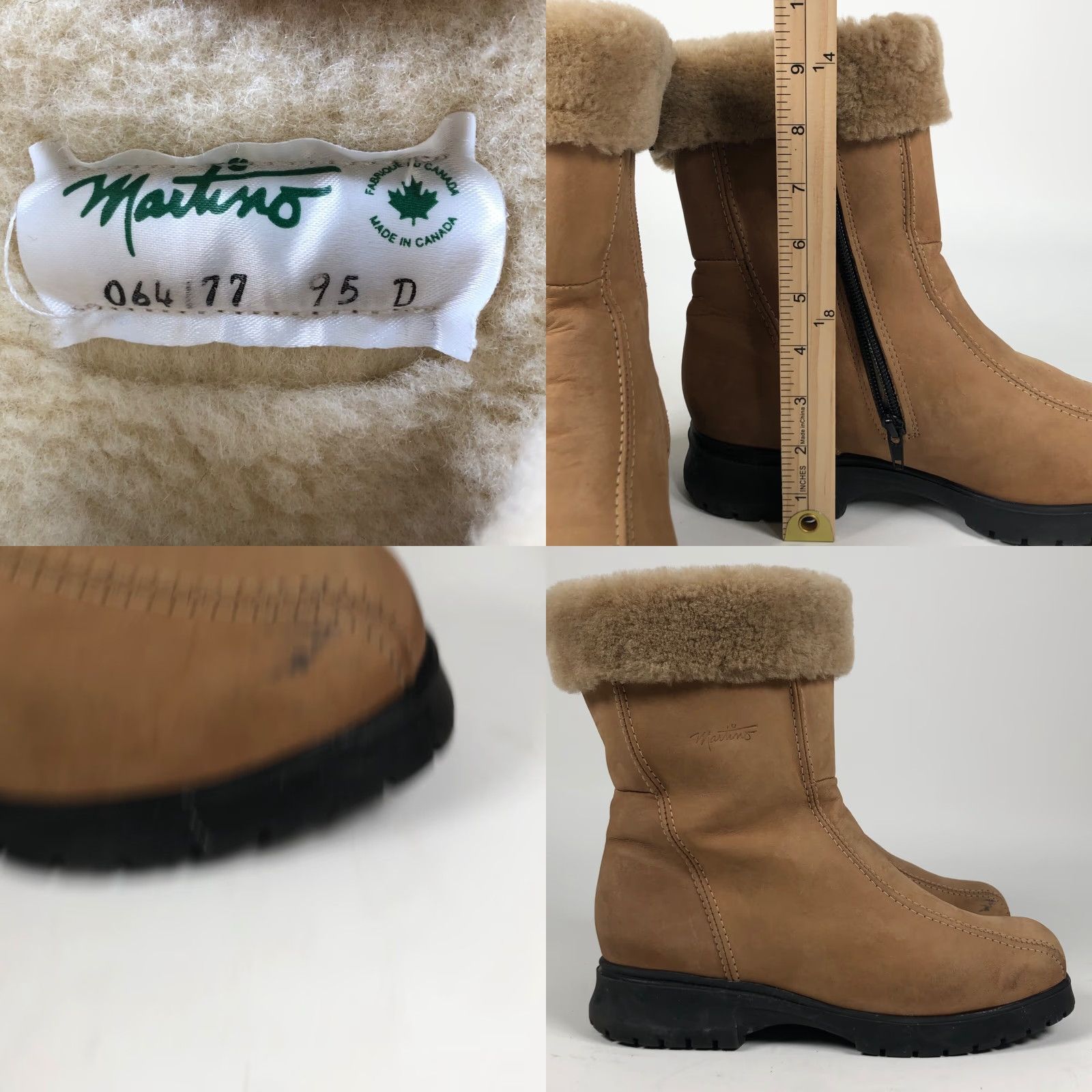 Vintage VINTAGE Martino Boots Womens Brown Leather Shearling Lined Zip Mid-Calf D Width 9.5 Size US 10 / IT 40 - 9 Thumbnail