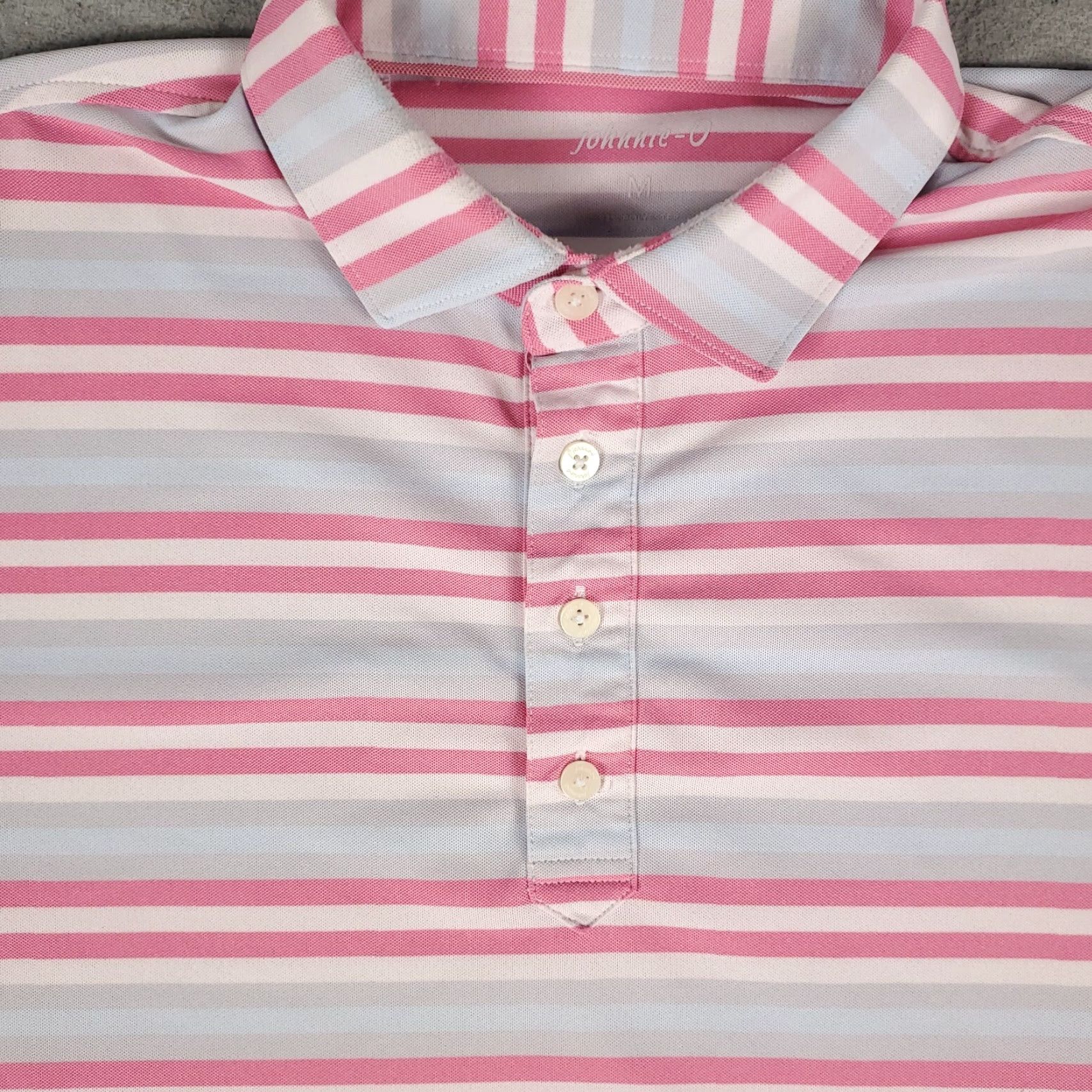 johnnie-O johnnie-O Polo Shirt Mens Size Medium Pink Striped Golf Short Sleeve Size US M / EU 48-50 / 2 - 2 Thumbnail