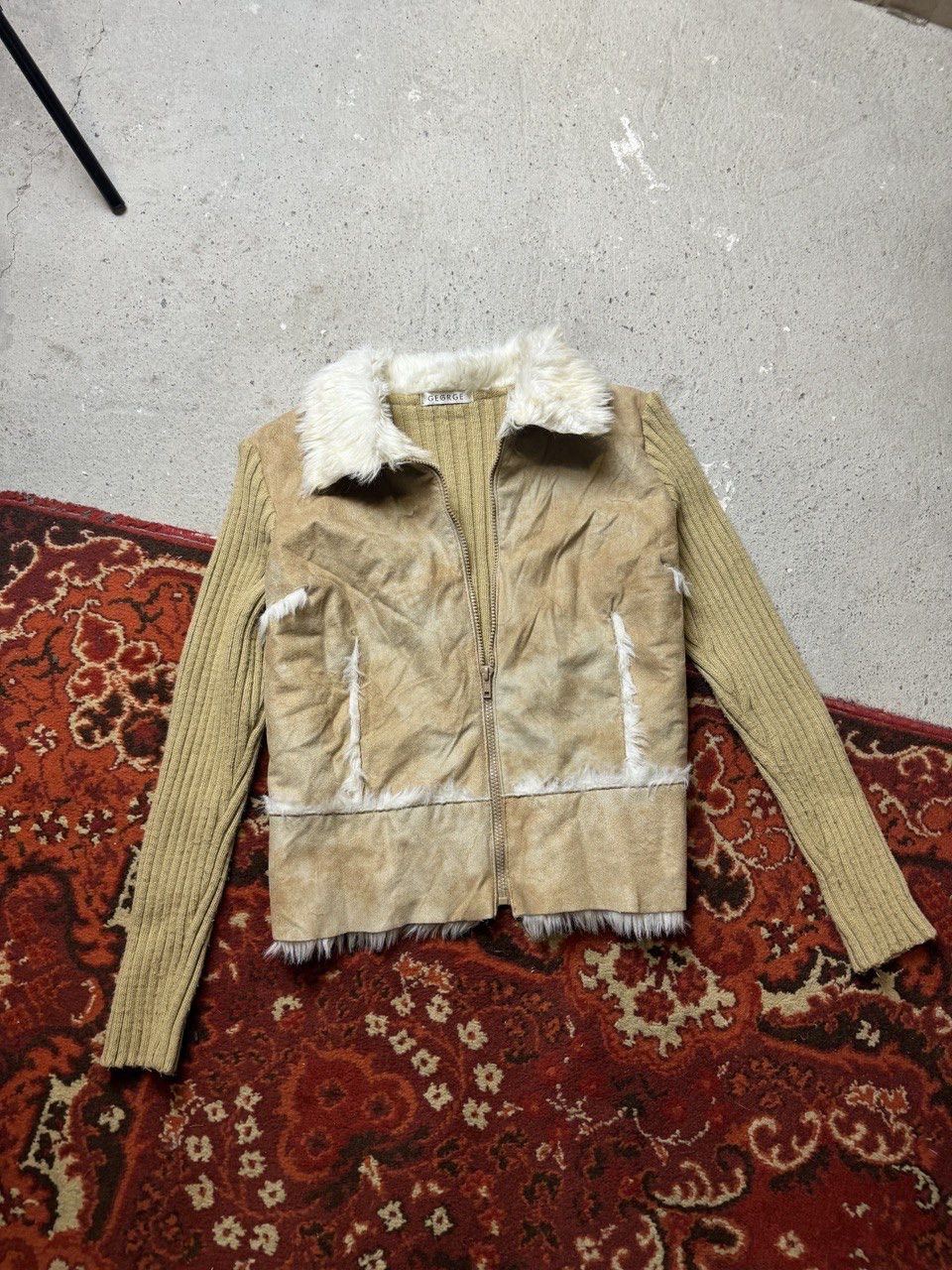 Vintage Vintage Y2K George Sued Fur Faux Knitted Patchwork Avantgard Size US S / EU 44-46 / 1 - 1 Thumbnail