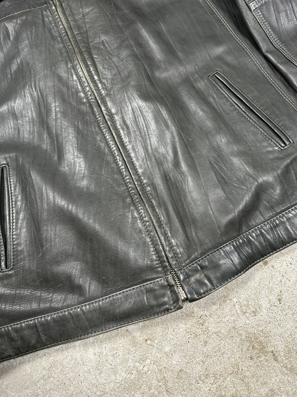 Genuine Leather Vintage Y2K Distressed Bottle Green Genuine Leather Jacket Size US XXL / EU 58 / 5 - 9 Thumbnail