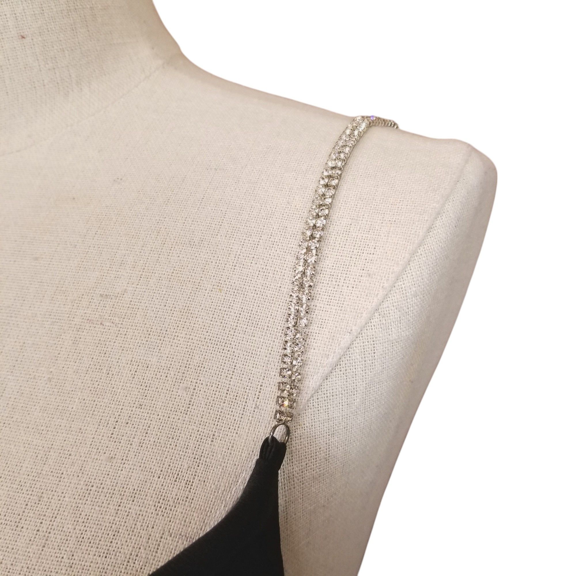 Lulus Glamorous Forever Black Rhinestone Strap Cowl Neck Bodysuit Size S / US 4 / IT 40 - 3 Thumbnail