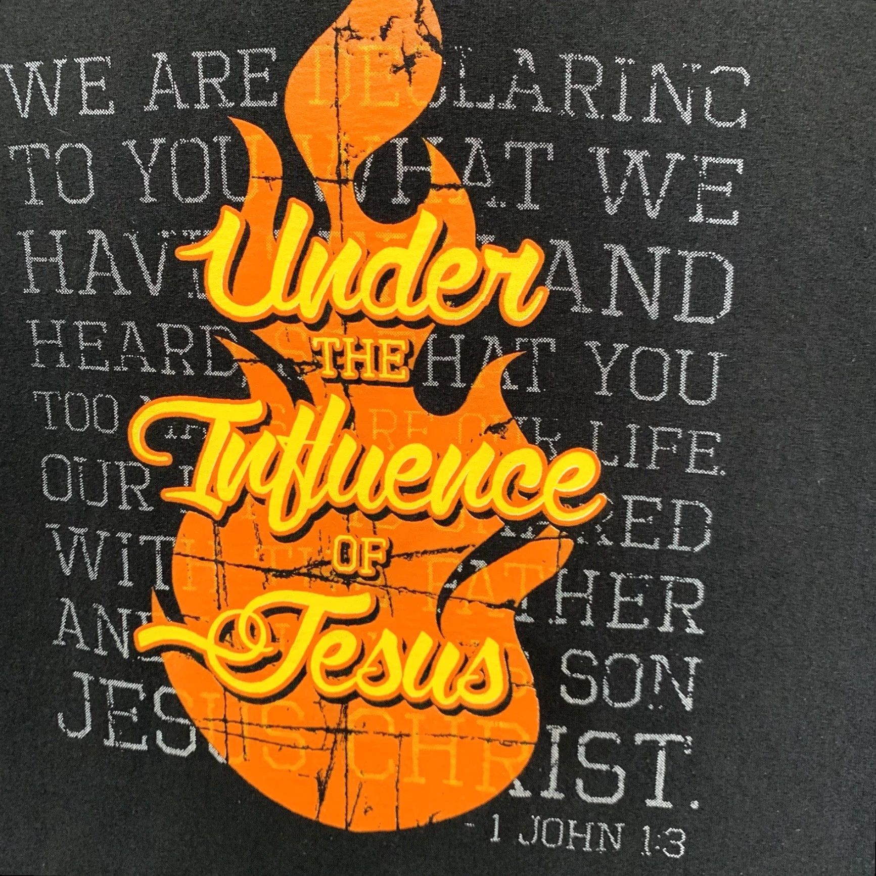 Jerzees VINTAGE Christian T-Shirt Men’s 2XL Crew Neck Short Sleeve Black Faith John 1:3 Graphic Print Unisex All Seasons Size US XXL / EU 58 / 5 - 6 Thumbnail