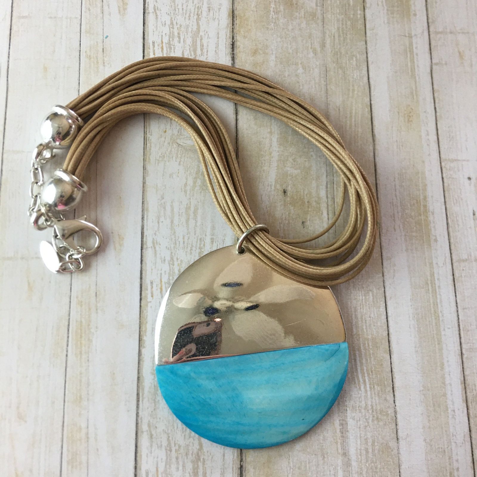 Other Vintage St. Thomas Blue Shell Disc Cord Statement Necklace Size ONE SIZE - 7 Thumbnail