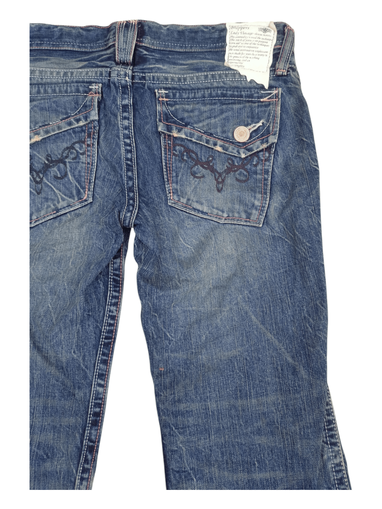 Japanese Brand Vintage Brappers Union Made Low Rise Flare Jeans Size 27" / US 4 / IT 40 - 11 Thumbnail
