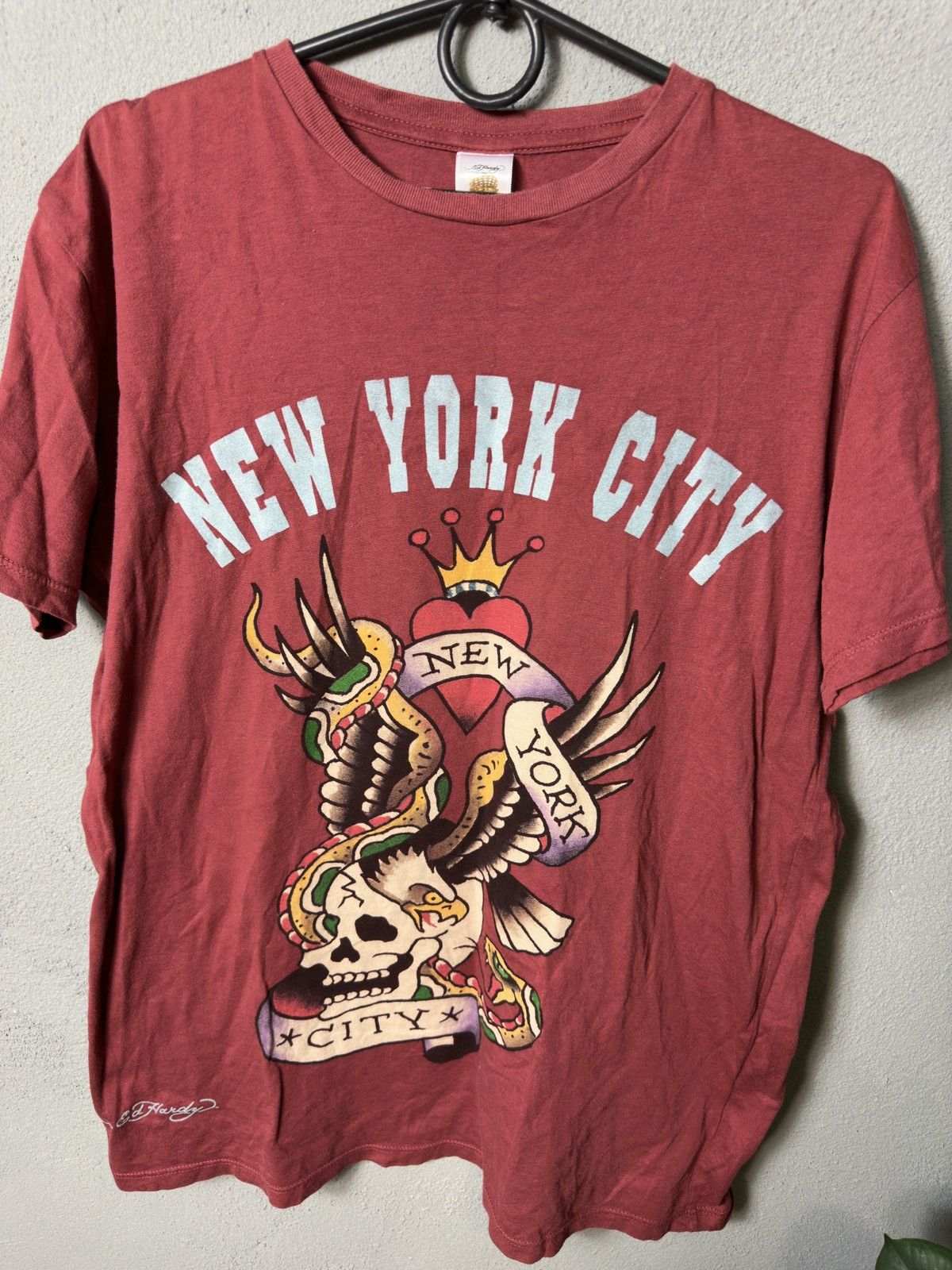 Christian Audigier × Ed Hardy × Vintage ED HARDY ROCK PUNK DOUBLE SIDES PRINTED ADULT T-SHIRT Size US M / EU 48-50 / 2 - 2 Thumbnail