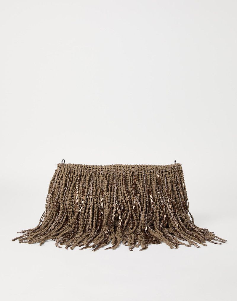 Brunello Cucinelli o1la1rc1a0326 Size: OS / Dazzling Cascades Knit Clutch Bag Size ONE SIZE - 1 Thumbnail