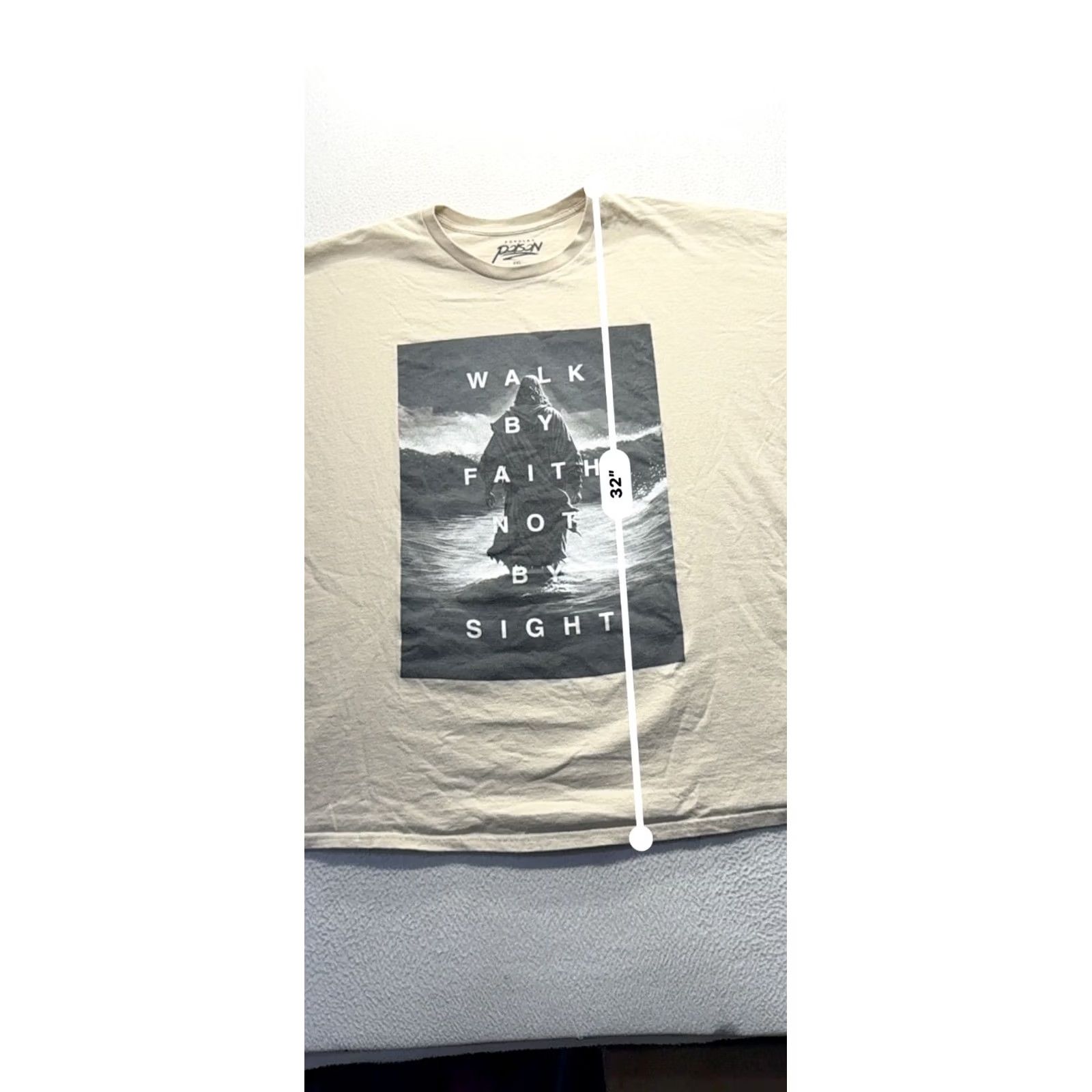 Vintage Popular Poison Walk By Faith Not By Sight Graphic T-Shirt Beige 4XL Unisex Adults Size US XXL / EU 58 / 5 - 5 Thumbnail