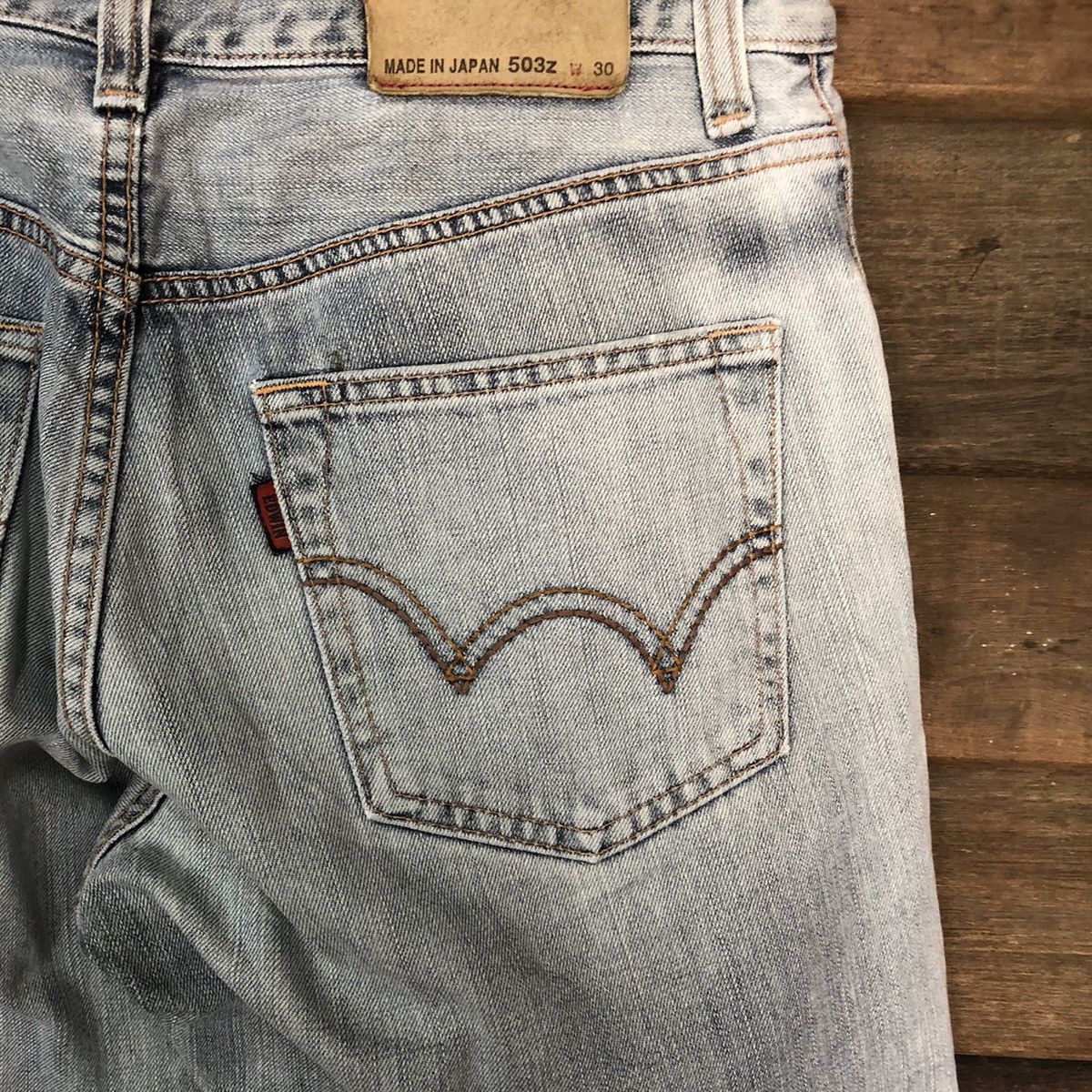 Edwin blue faded distressed ripped vintage Denim Pants #7387