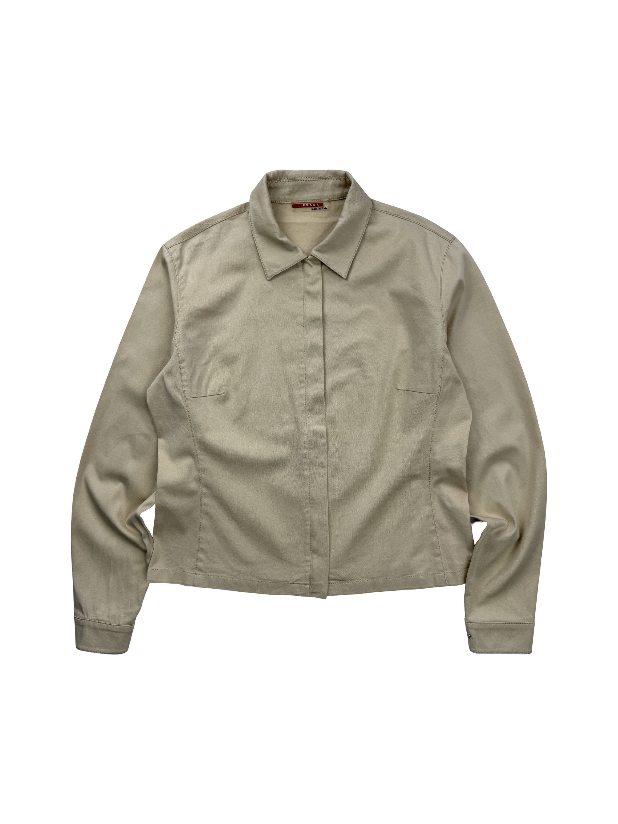 Prada Vintage 00s Prada Beige Full Zip Blazer Shirt Size L / US 10 / IT 46 - 1 Thumbnail