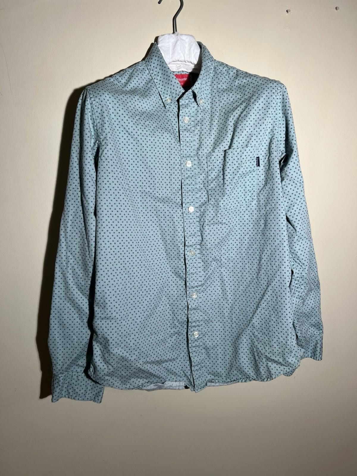 Supreme Pre-Owned SUPREME L/S COTTON SHIRT GREEN M Size US L / EU 52-54 / 3 - 3 Thumbnail