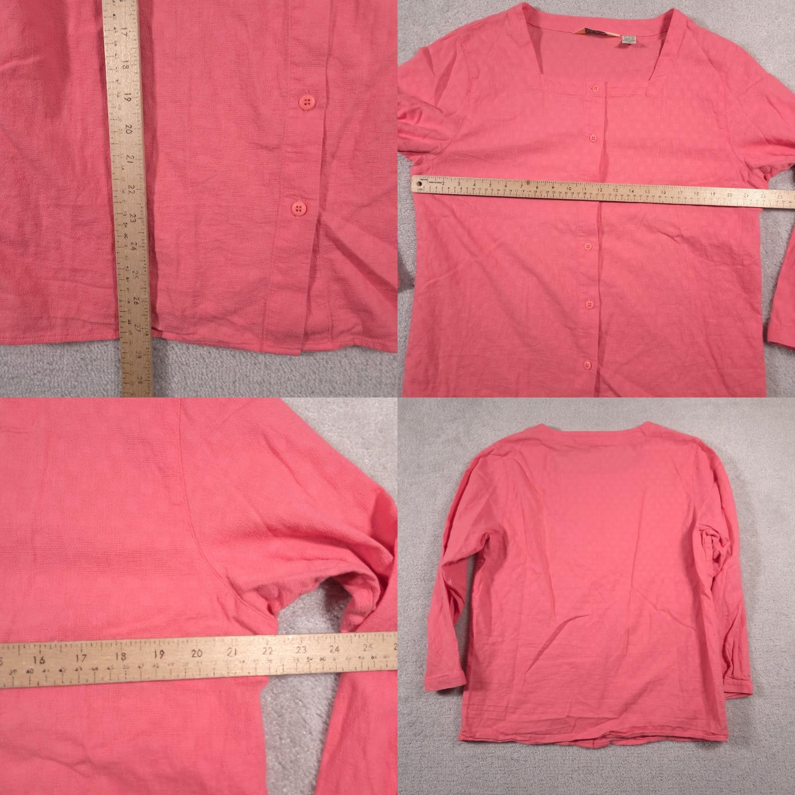 Vintage VINTAGE LL Bean Shirt Womens 16 Pink Button Front 100% Cotton Textured Long Sleeve Blouse Women Square Neck Polka Dot Size XXL / US 16-18 / IT 52-54 - 8 Thumbnail