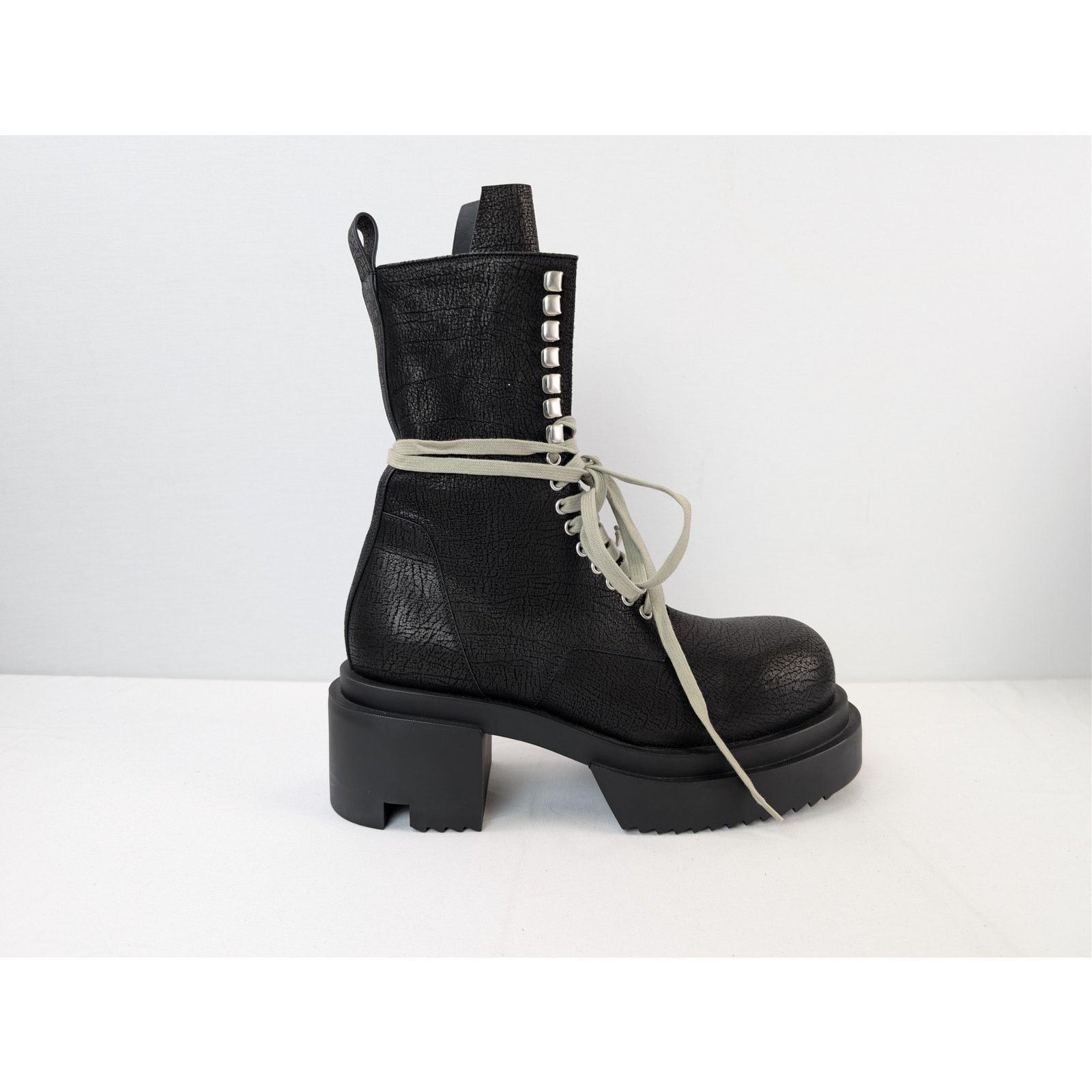 Rick Owens o1rshd1 Lace-up Bogun leather boot with a platform sole Size US 11 / EU 44 - 4 Thumbnail